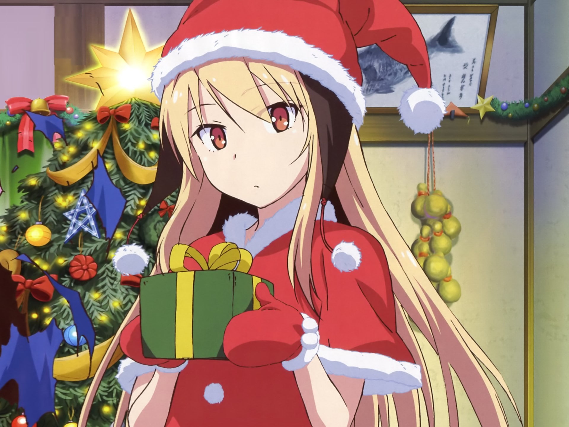 Shiina Mashiro, Sakurasou no Pet na Kanojo, 1080P, Christmas, Santa girl, HD Wallpaper