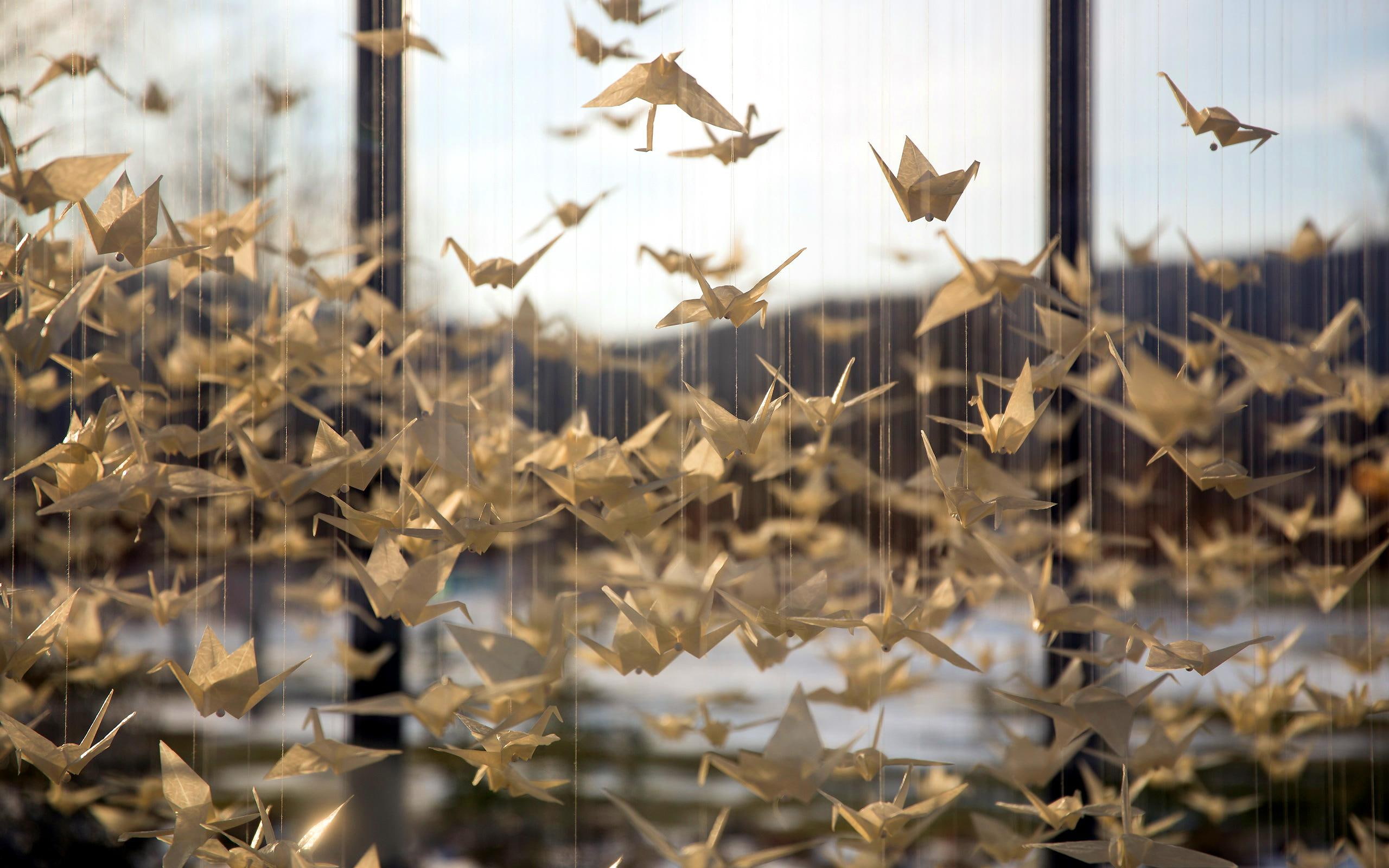 other art, origami, birds, paper, 2K, HD Wallpaper