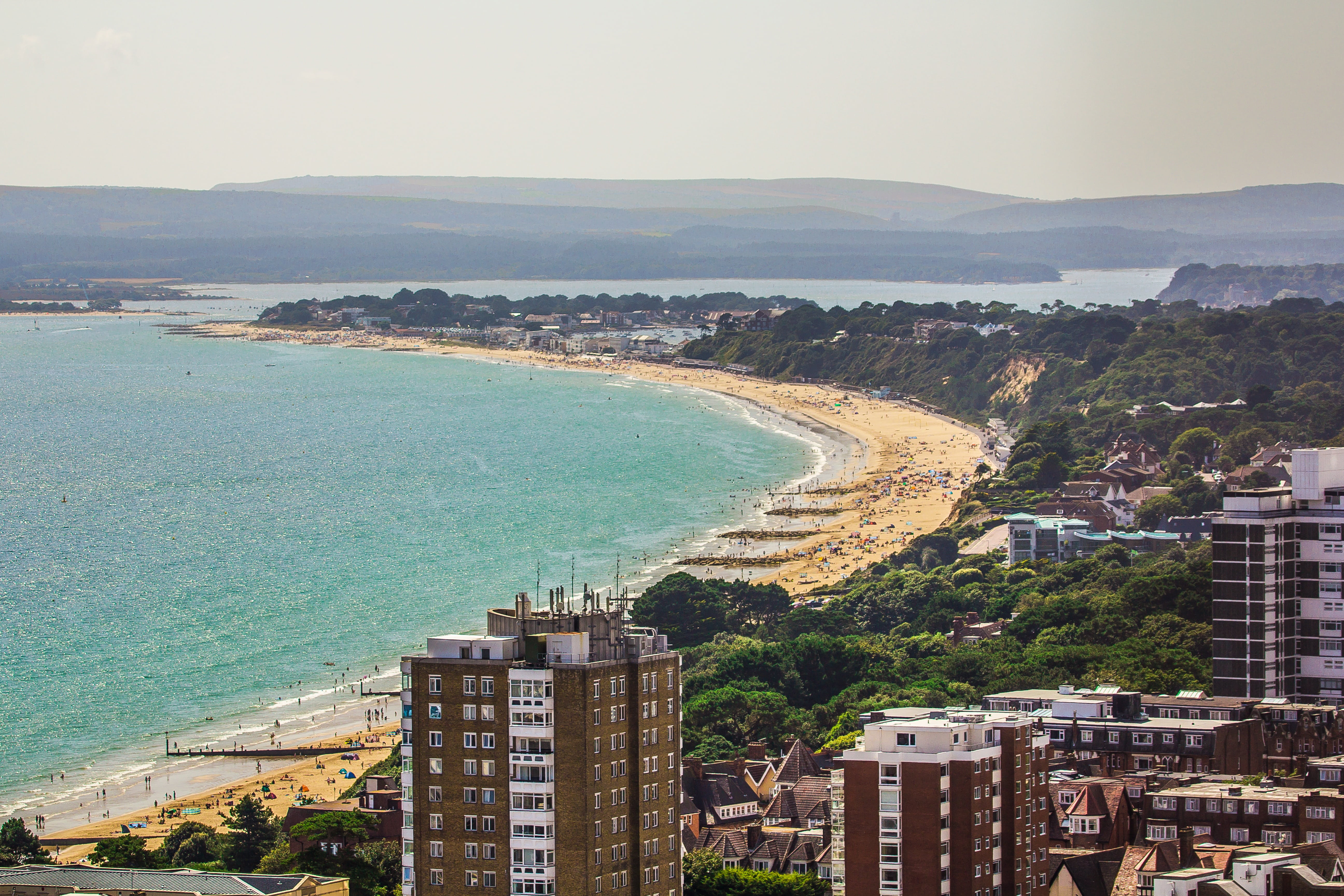 cityscape, bournemouth, water, day, reptile, city, sea, nature, travel, building, built structure, uSA, stadium, aerial View, high angle view, 5K, building exterior, HD Wallpaper