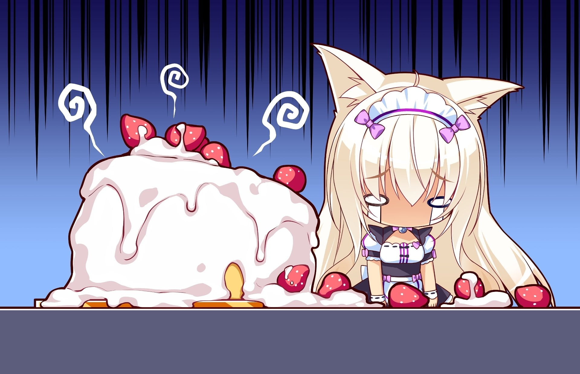 food and drink, Anime, gambling, mammal, cartoon, shape, blue, red, Nekopara, finance, event, arts culture and entertainment, Coconut (Nekopara), representation, HD Wallpaper