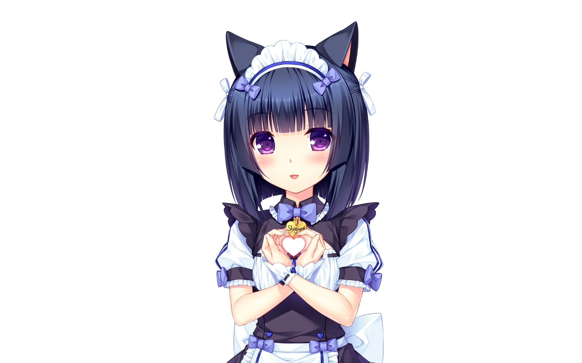 portrait, childhood, females, 1080P, representation, girls, white background, cute, human representation, Anime, child, purple, studio shot, Nekopara, HD Wallpaper