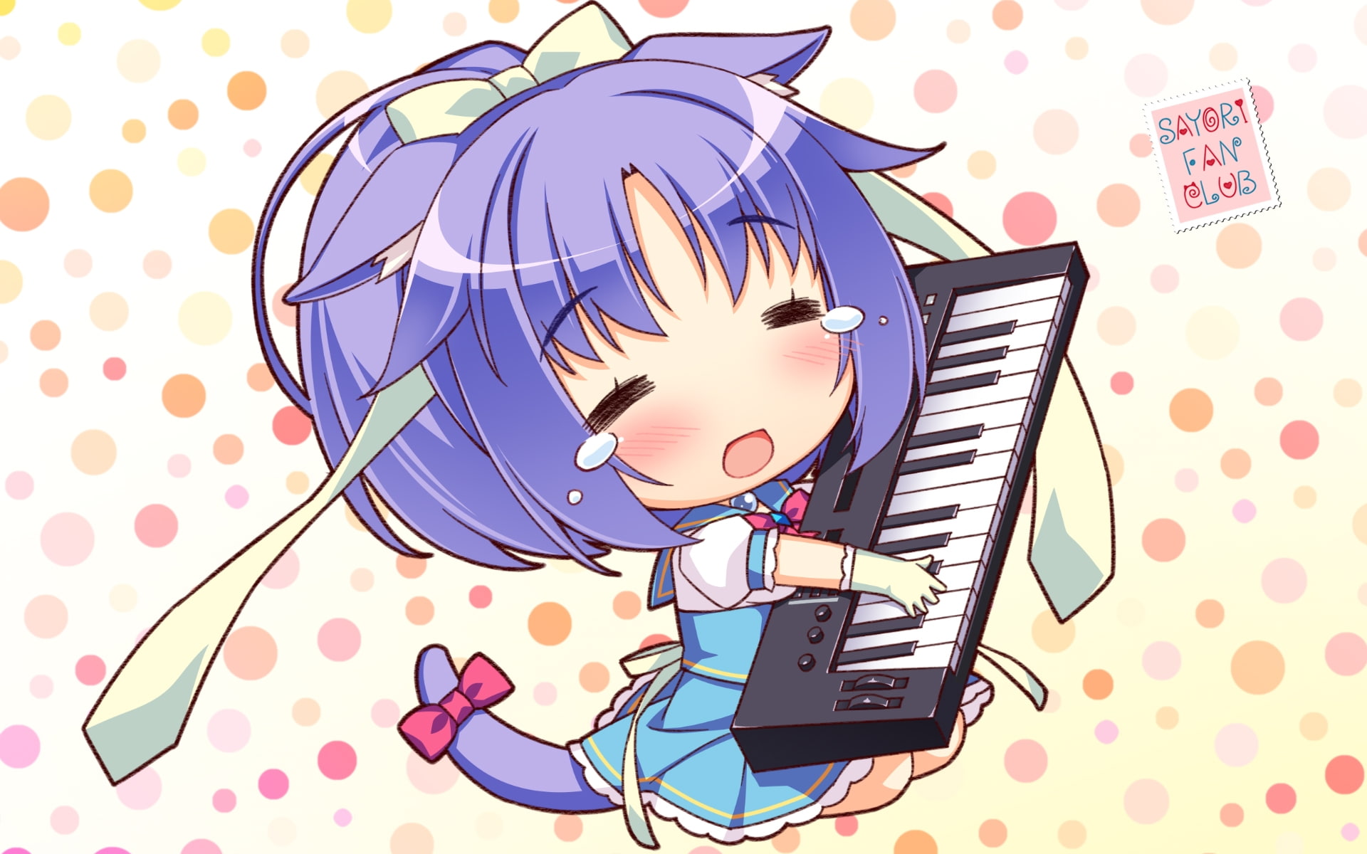 Anime, animal representation, high angle view, pattern, table, heart shape, representation, design, connection, cat girl, chibi, visual novel, communication, HD Wallpaper