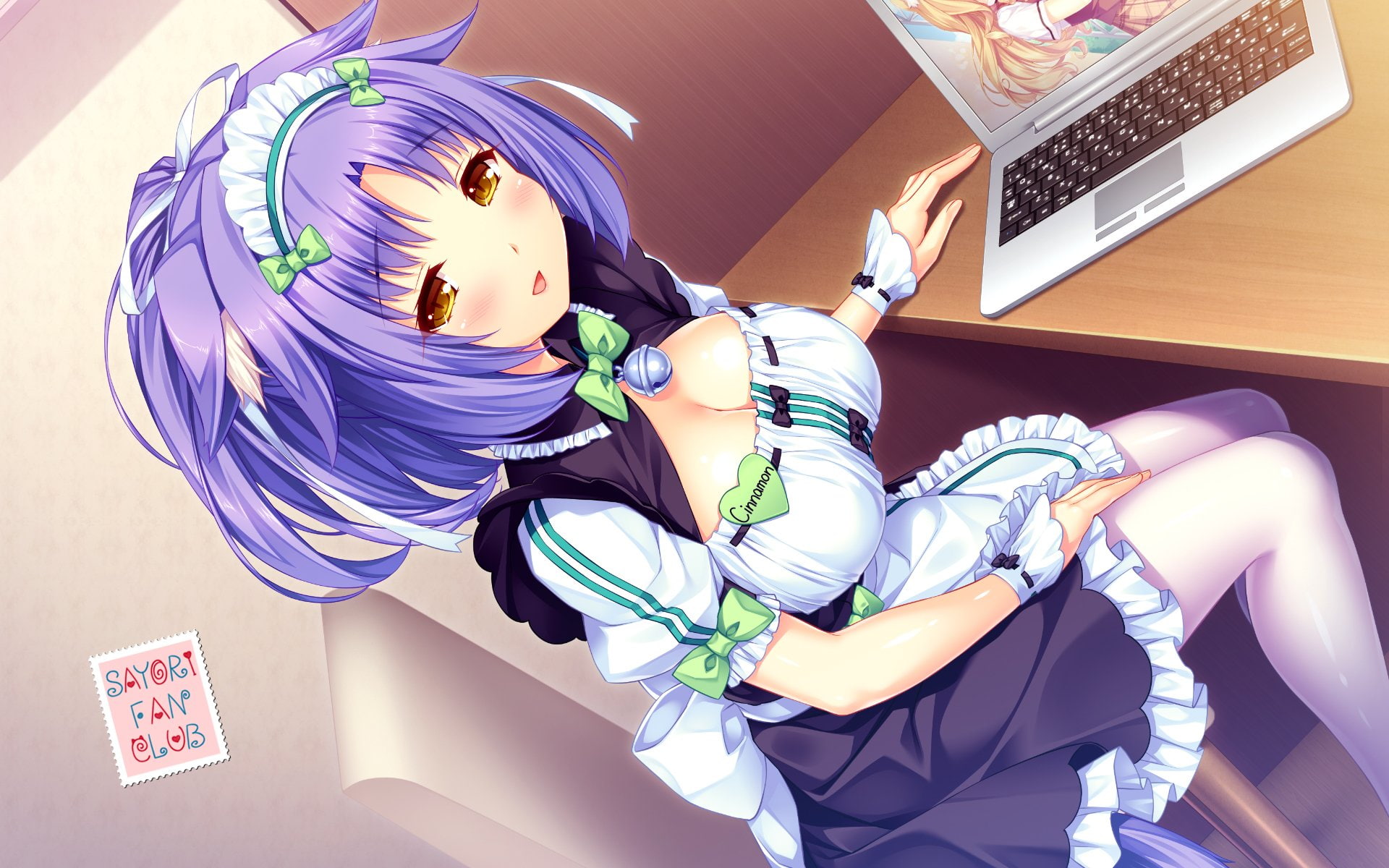 Anime, Cinnamon (Nekopara), Girl, Nekopara, Sitting, Dress, 1080P, Blush, Smile, Pantyhose, HD Wallpaper