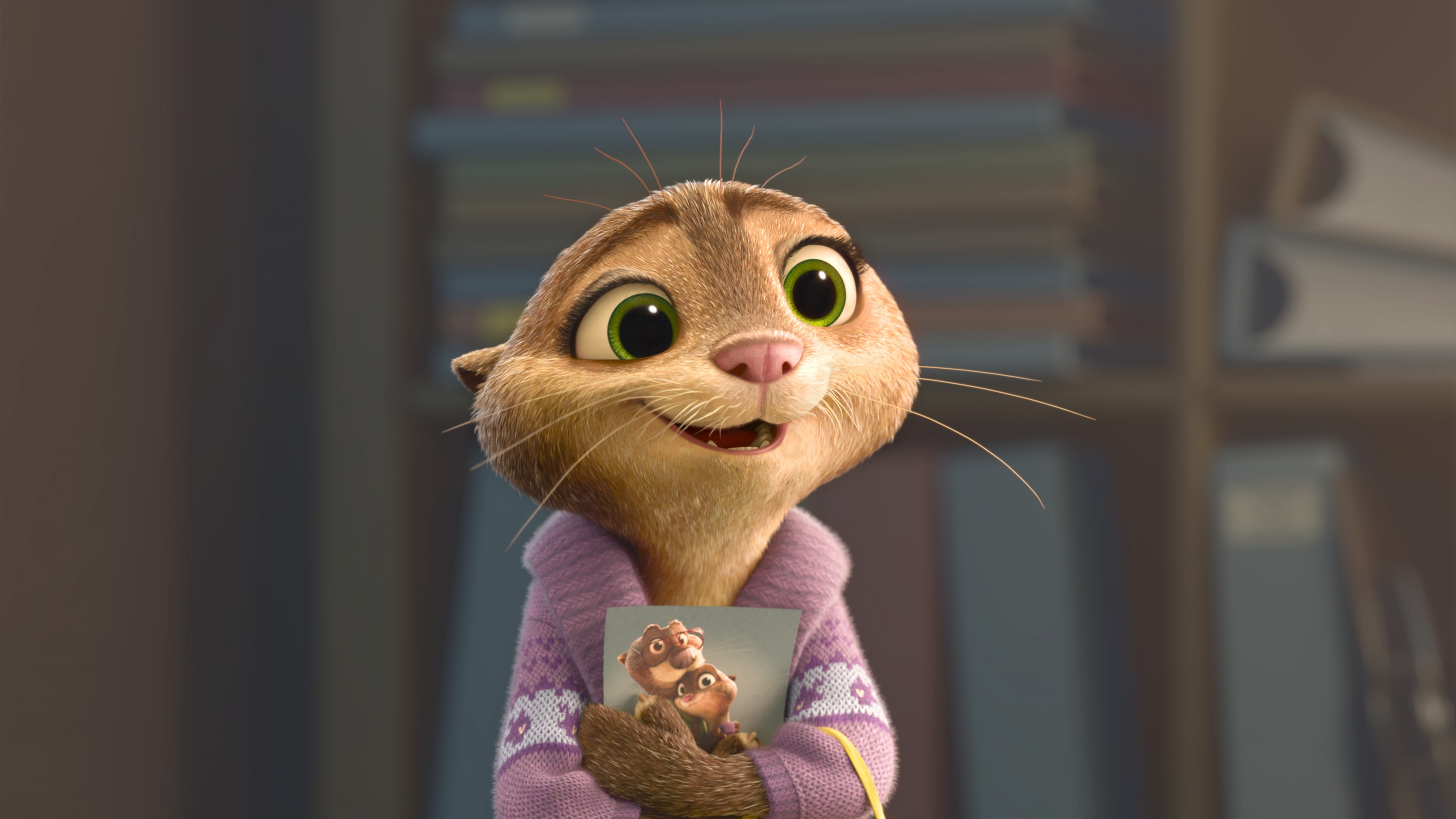 Mrs. Otterton, Zootopia, otter, cartoon, Best Animation Movies of 2016, 5K, HD Wallpaper