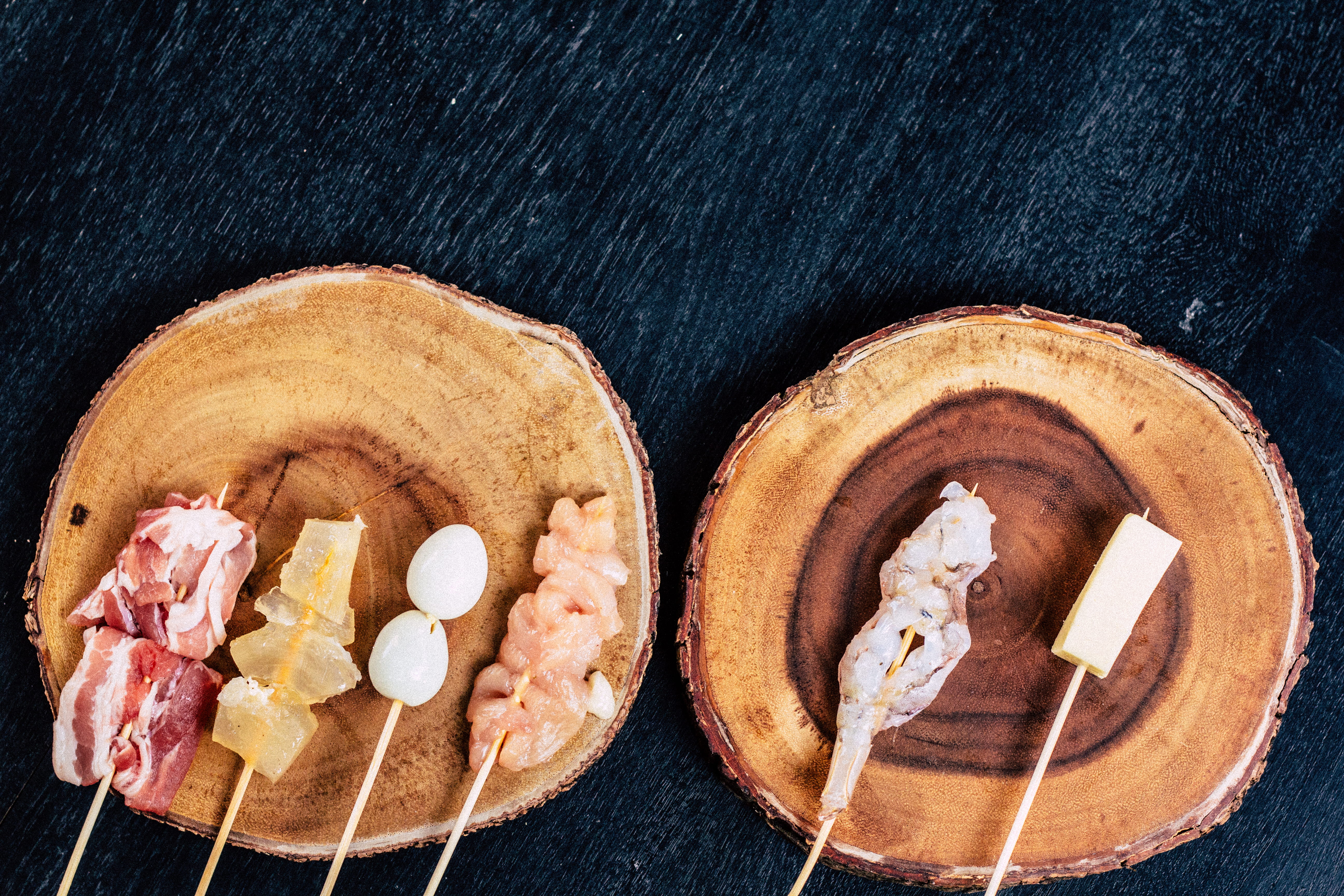 healthy eating, dairy product, meat, freshness, no people, indoors, food, food and drink, pork, temptation, kushikatsu, high angle view, ready-to-eat, japanese food, HD Wallpaper