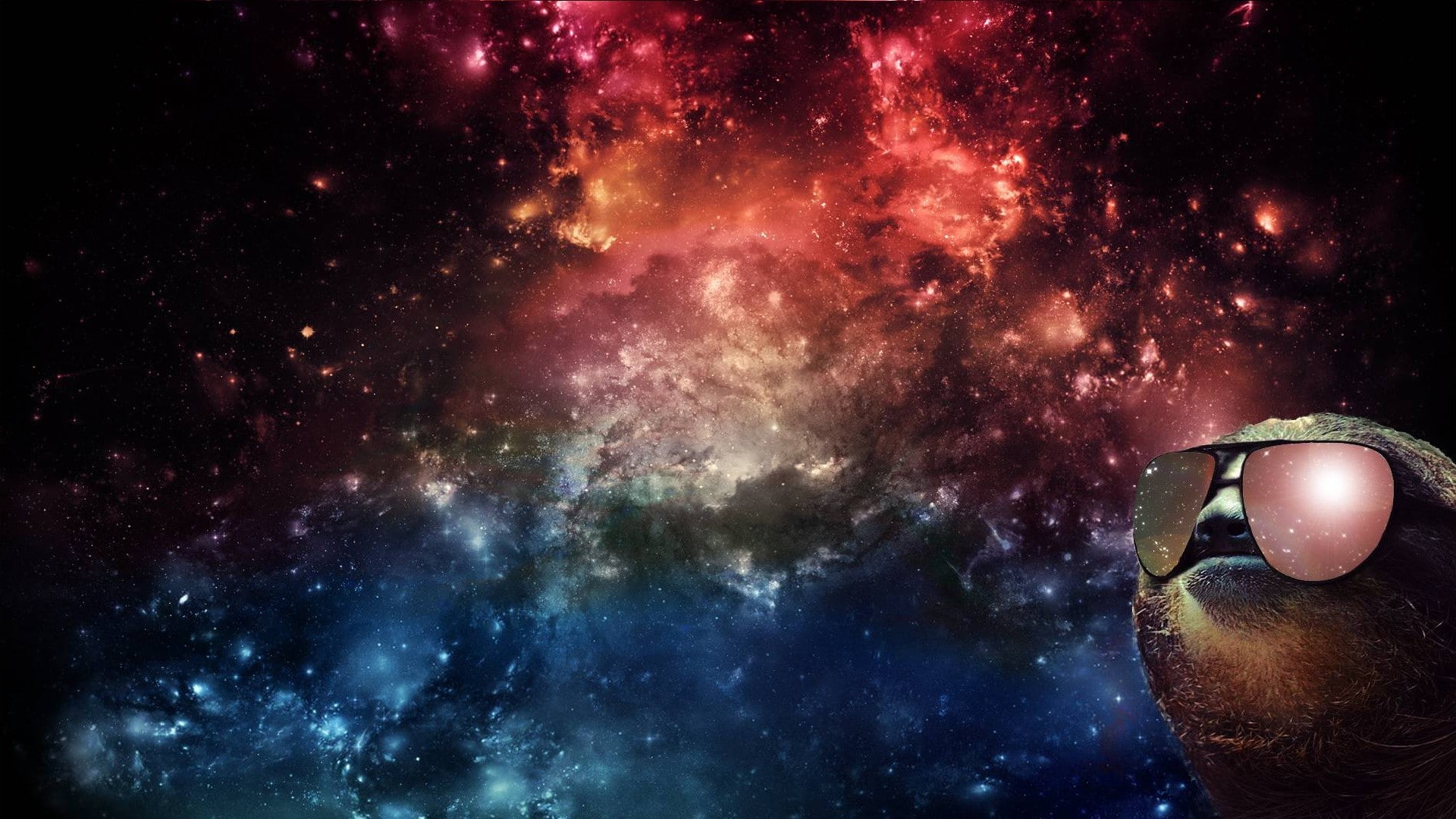 1080P, sloths, space, sunglasses, space art, HD Wallpaper