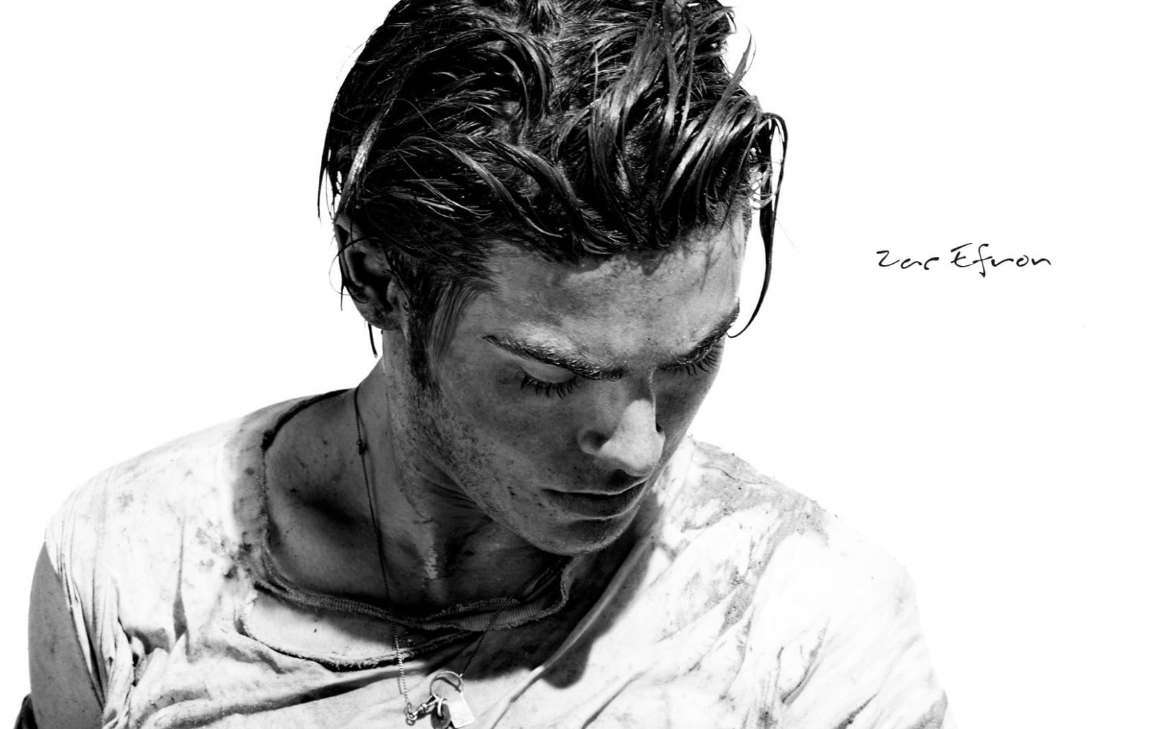 efron, painted Image, lifestyles, concepts And Ideas, headshot, studio shot, actor, young men, 720P, looking, white background, black And White, men, contemplation, HD Wallpaper