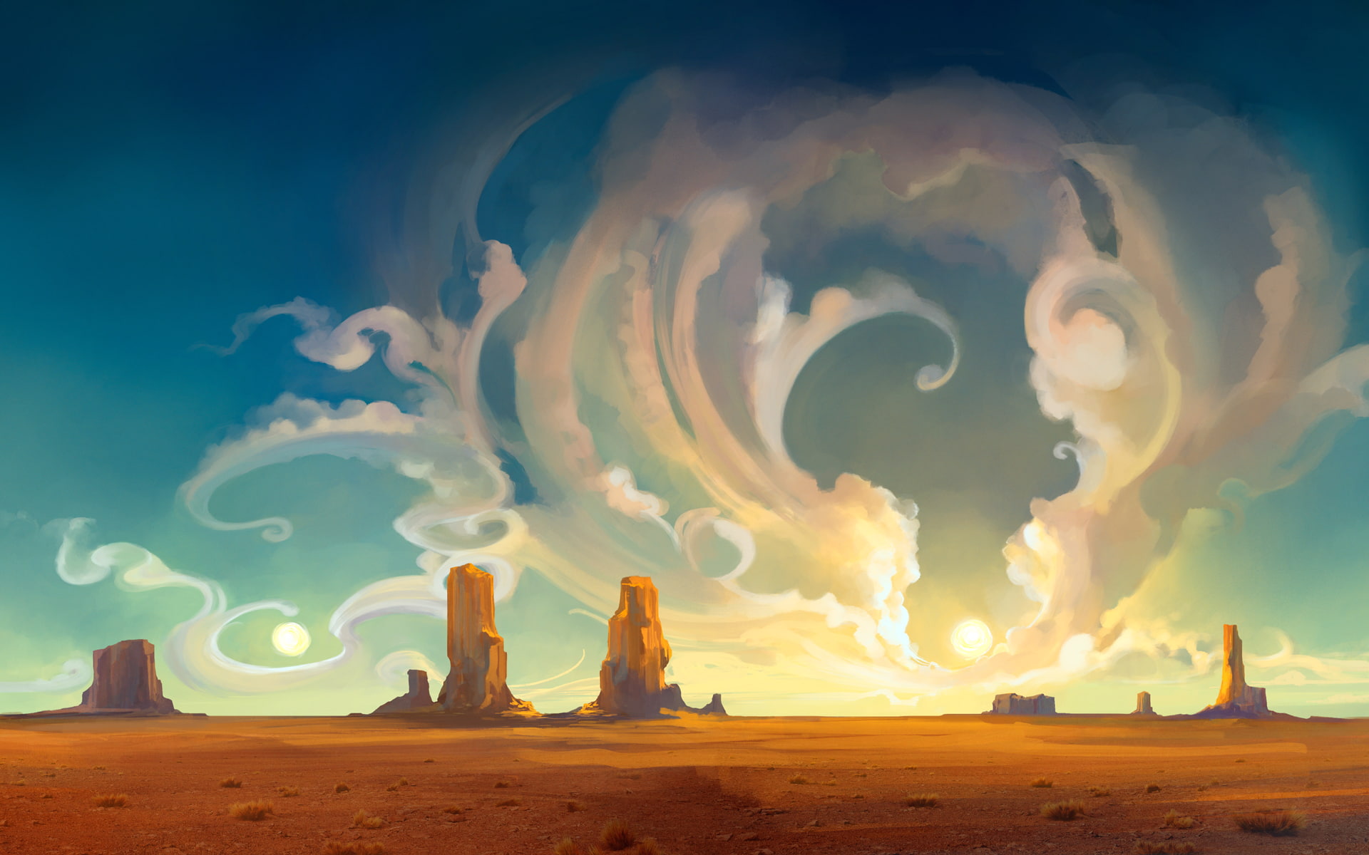 Painting, Ubuntu, Sky, Technology, Desert, 1080P, Cloud, HD Wallpaper