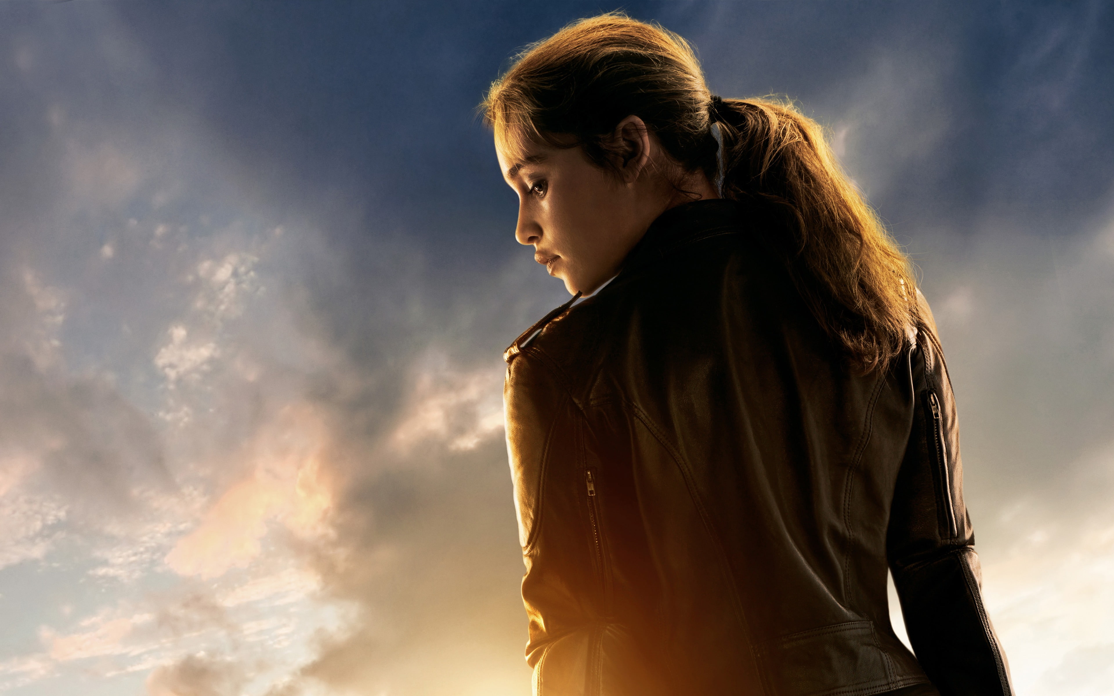 hair, adult, beautiful woman, cloud - sky, hd, sky, connor, side view, nature, terminator, one person, long hair, waist up, sarah, 4K, contemplation, looking, HD Wallpaper