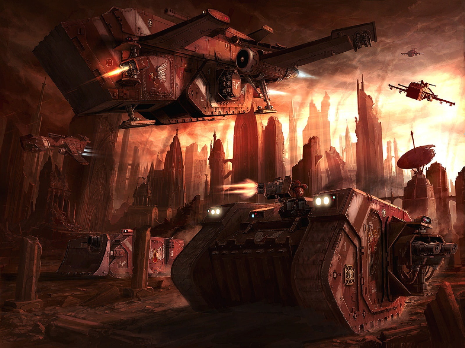 building, spaceships, textile, residential district, warhammer, 720P, blood ravens, architecture, battle, sunlight, industry, nature, space marines, light, HD Wallpaper