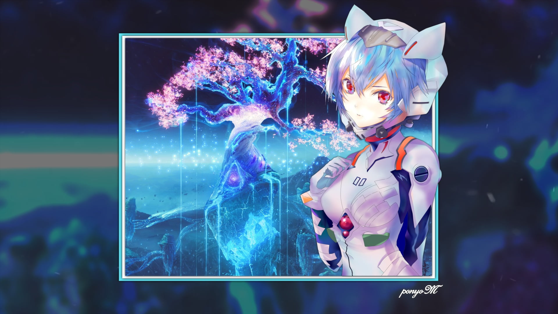 Neon Genesis Evangelion, 1080P, digital composite, human representation, arts culture and entertainment, night, auto post production filter, Ayanami Rei, HD Wallpaper