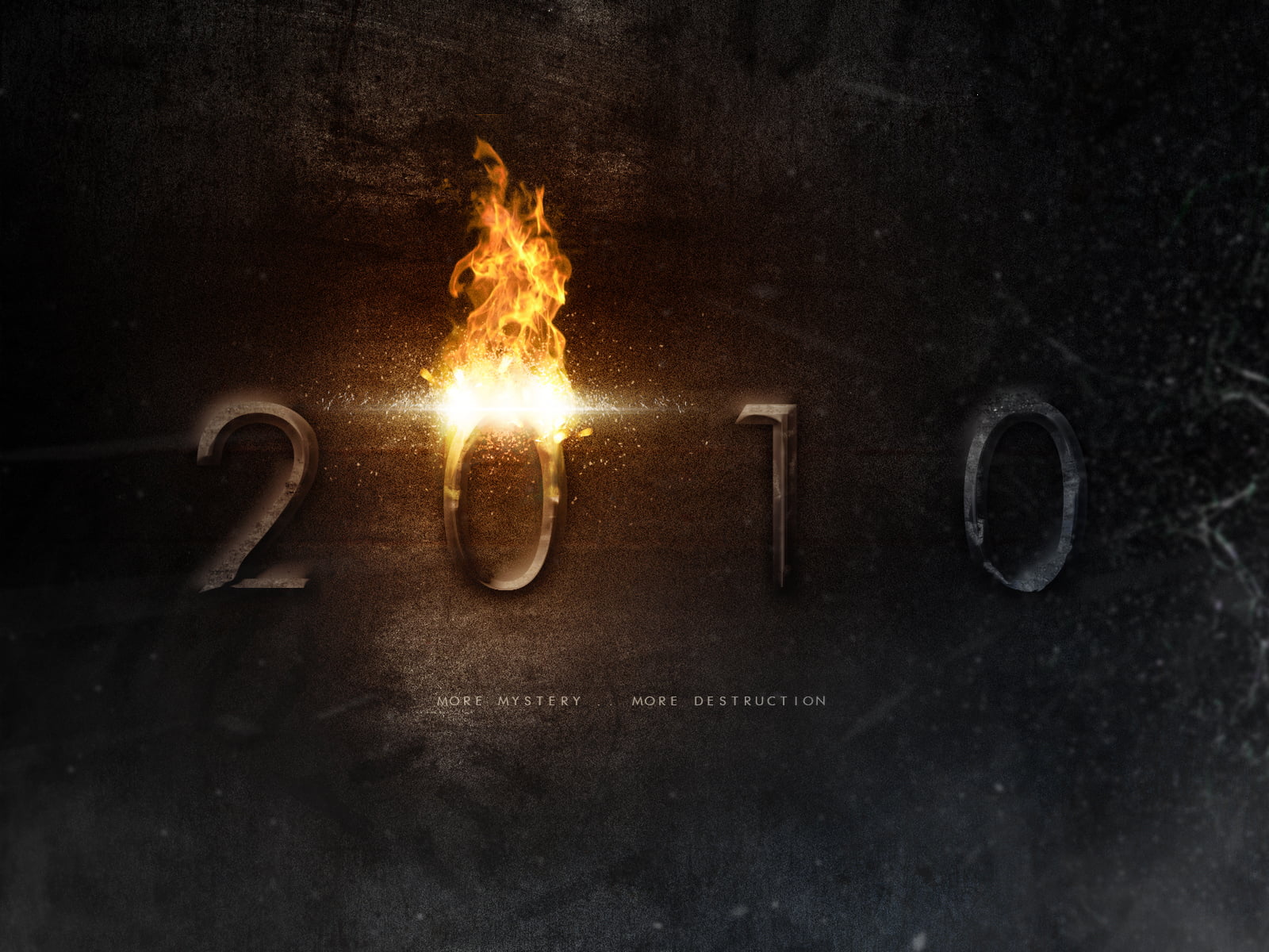 illuminated, sparks, board, 2010, new year, metal, fire, indoors, no people, 720P, fire - natural phenomenon, blackboard, light bulb, burning, logo, figures, HD Wallpaper