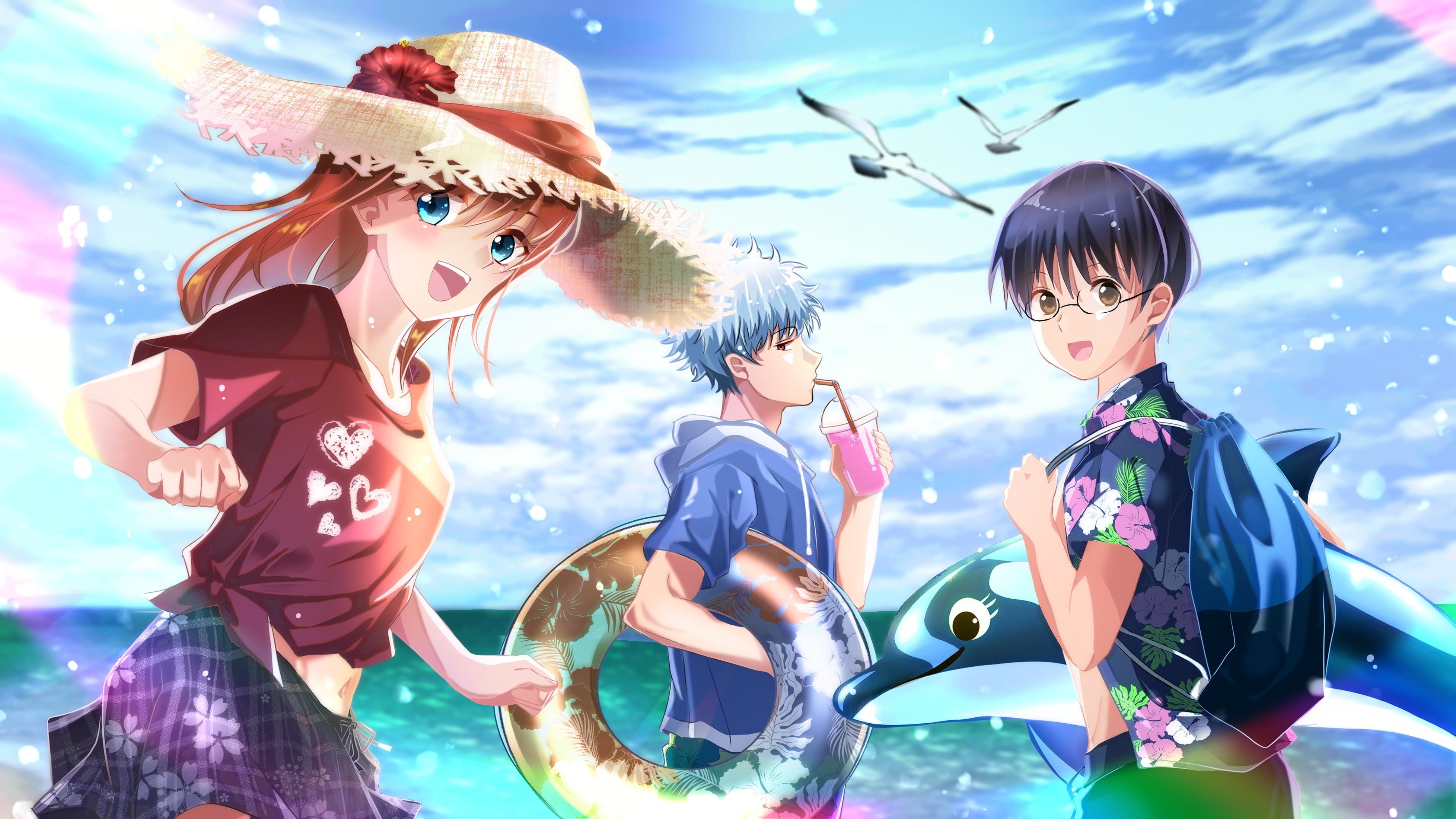 Gintama, Anime, 4K, Shimura Shinpachi, Kagura (Gintama), Gintoki Sakata, HD Wallpaper