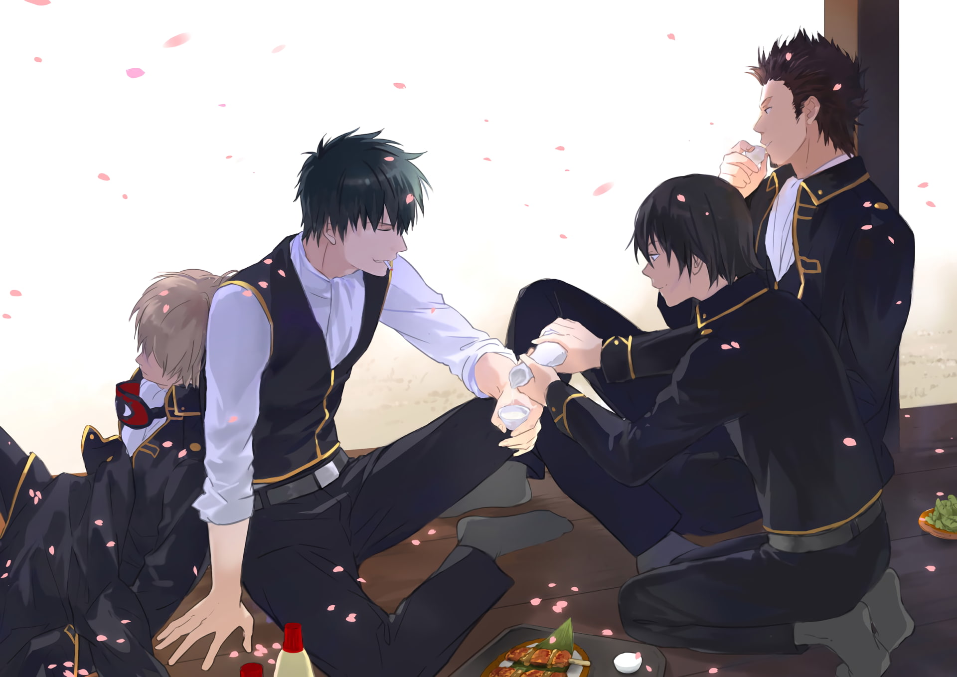 Gintama, Toushirou Hijikata, Sagaru Yamazaki, Okita Sougo, 1080P, Kondo Isao, Anime, HD Wallpaper