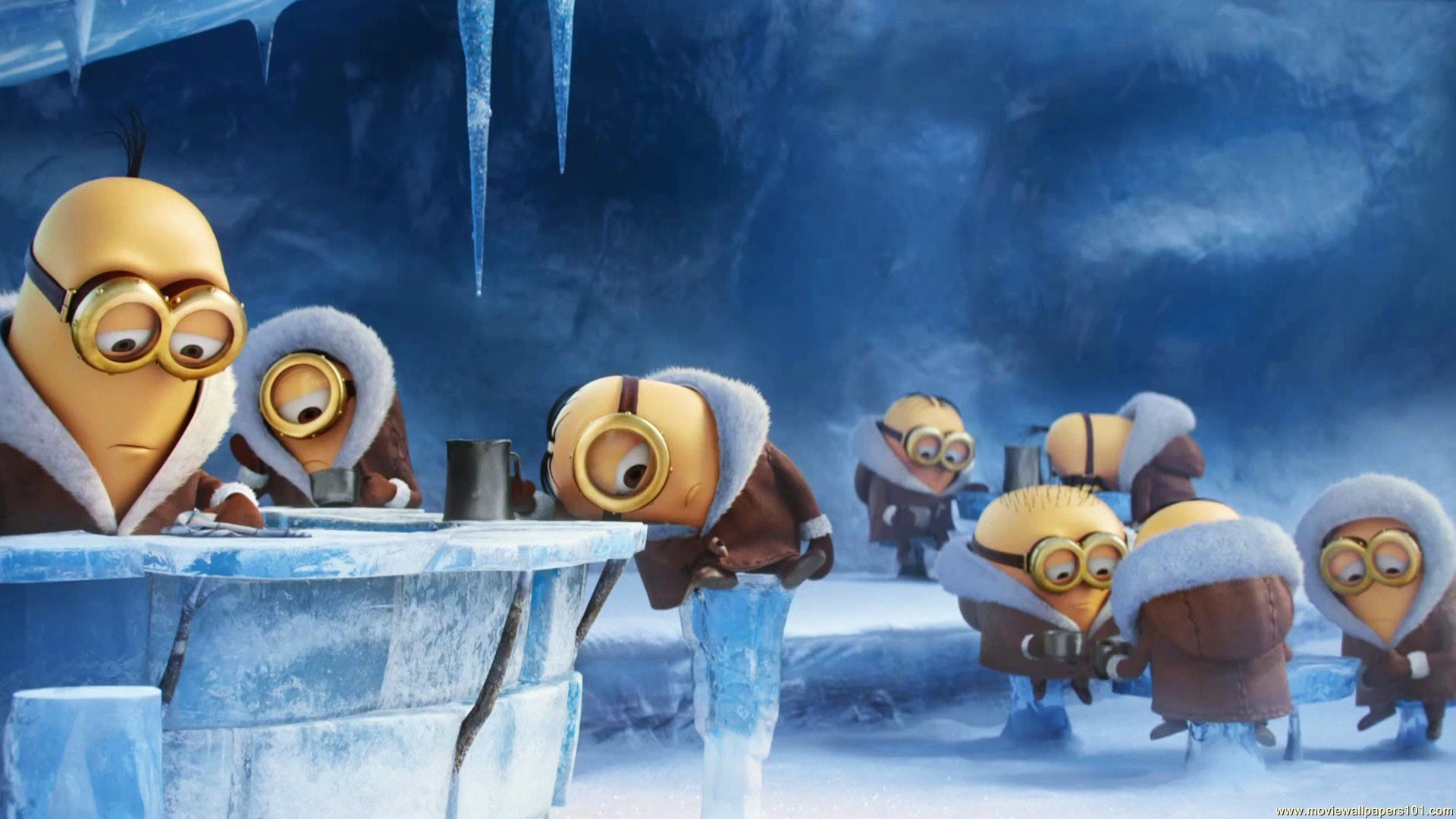 ice cold winter, funny, minions, 1080P, cool, HD Wallpaper