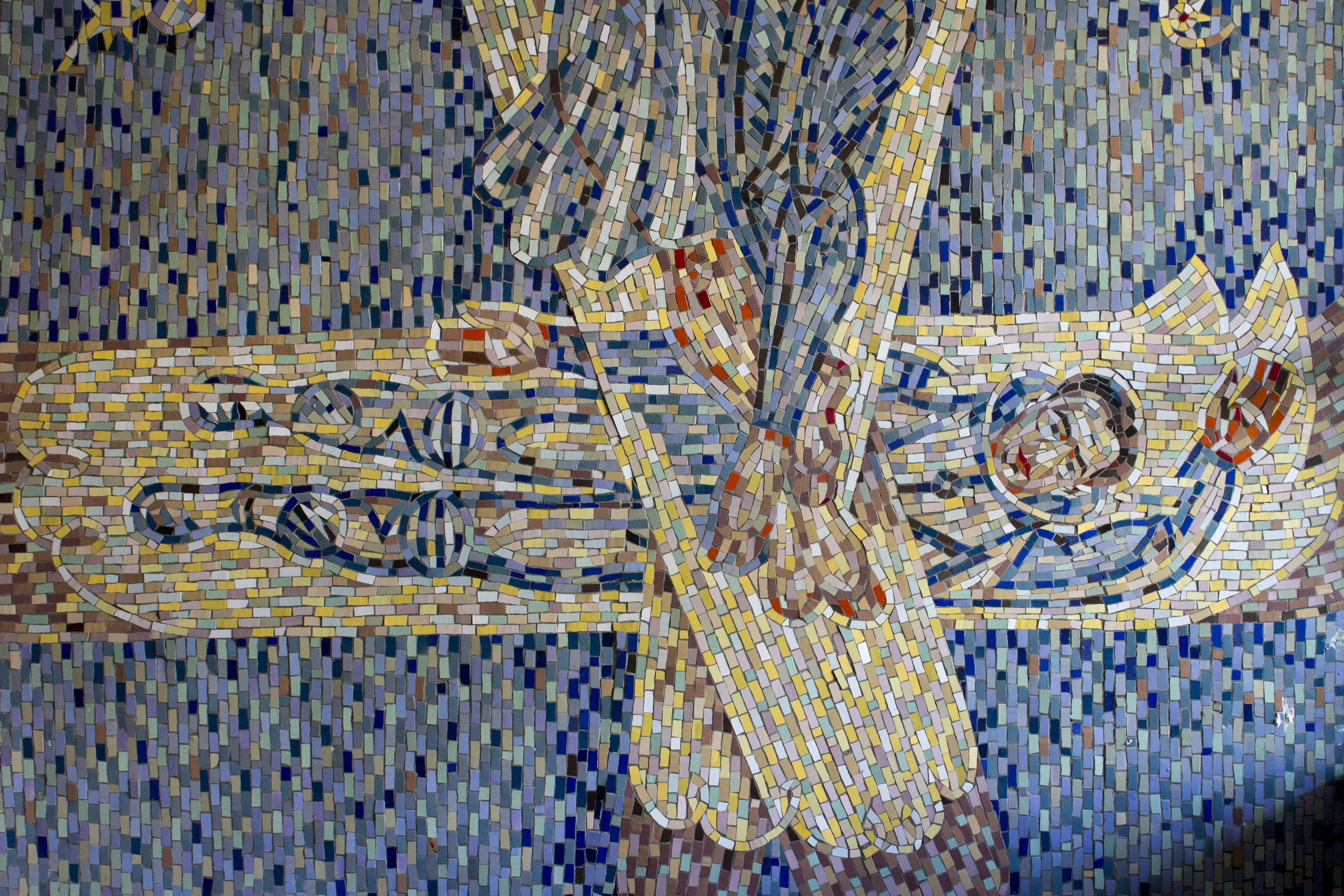 creativity, art, archangel, mosaic, cupid, backgrounds, indoors, мозаика, animal, советскаямозаика, headlight, invertebrate, wood - material, armor, full frame, HD Wallpaper