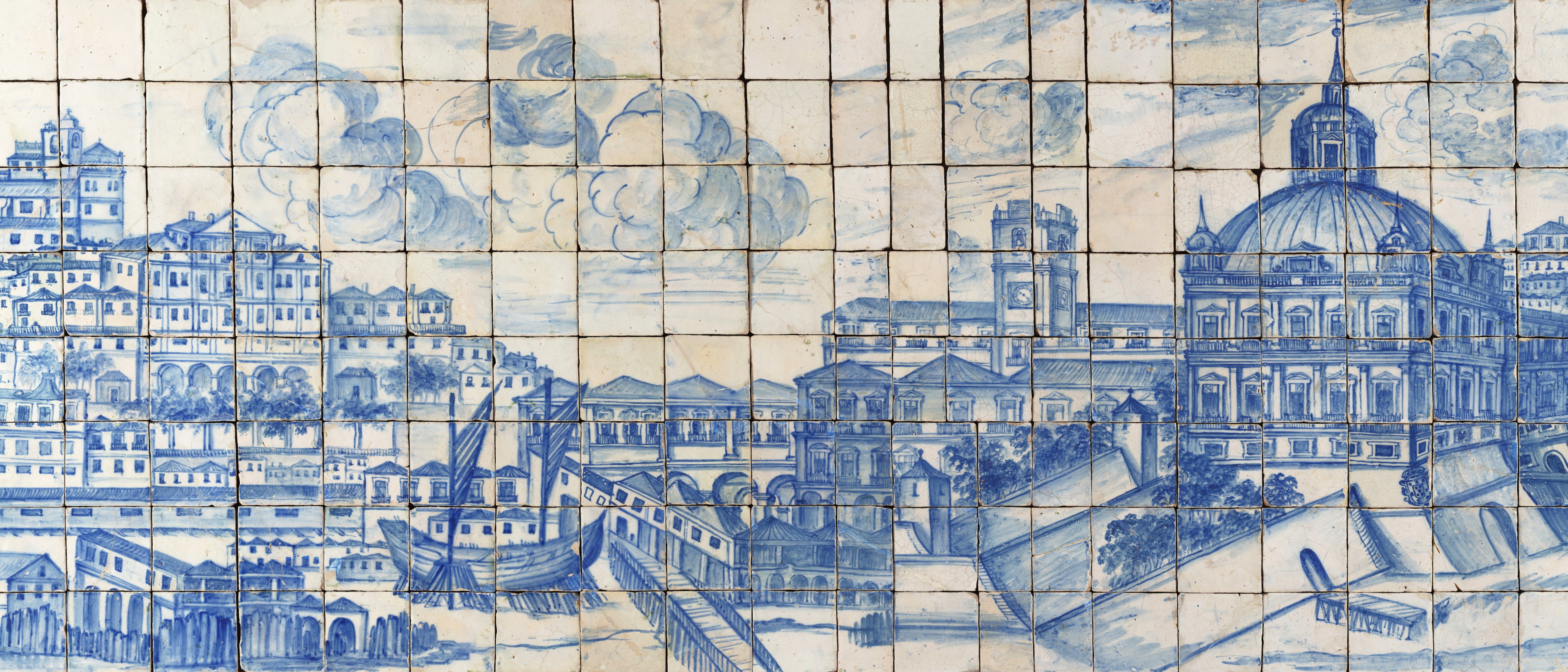 ultrawide, painting, ink, 5K, mosaic, tiles, Lisbon, HD Wallpaper