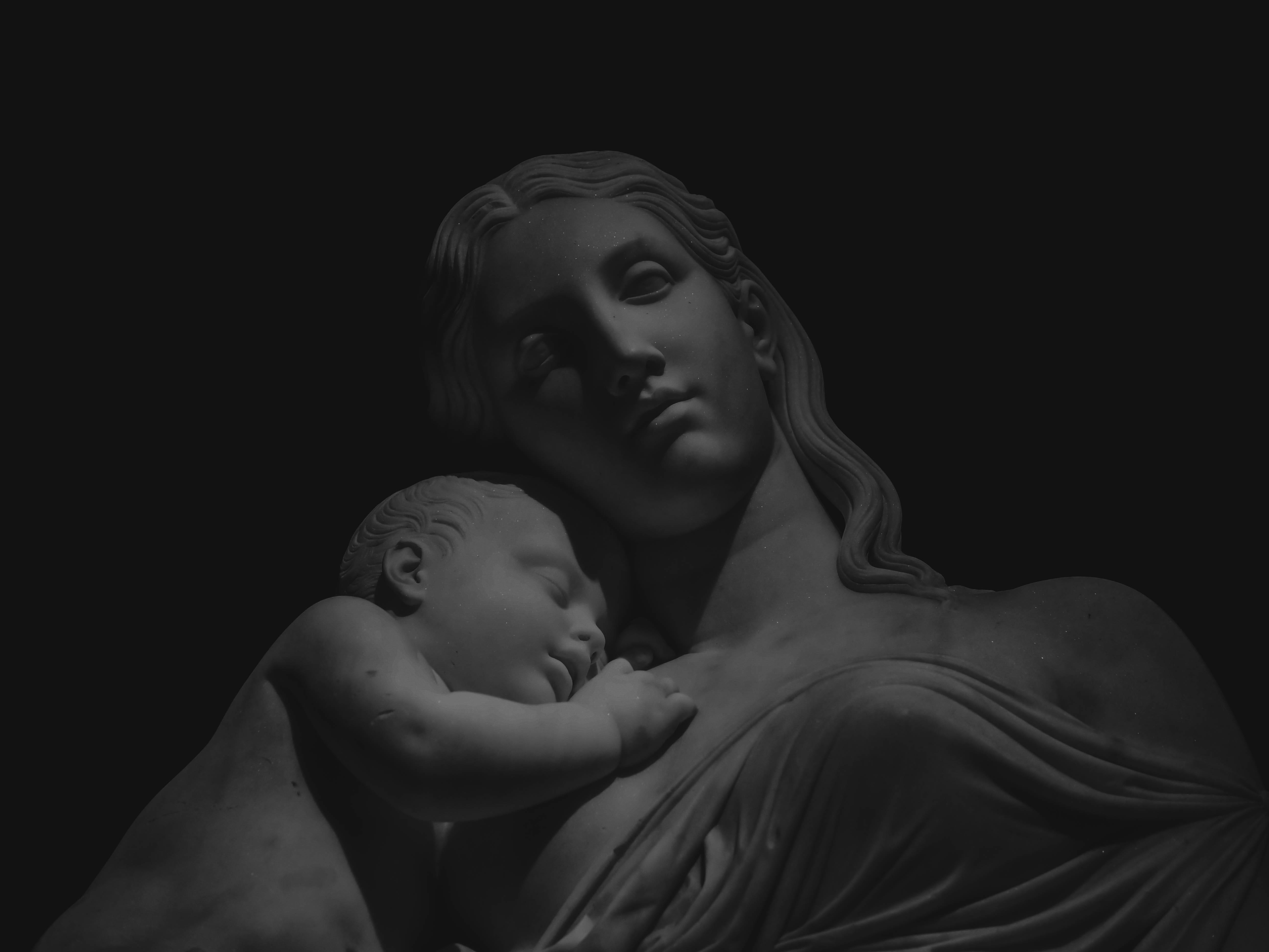 photo, baby, portrait, people, positive emotion, two people, archangel, black, child, museum, family, dark, males, museumstraat 1, bonding, black background, HD Wallpaper