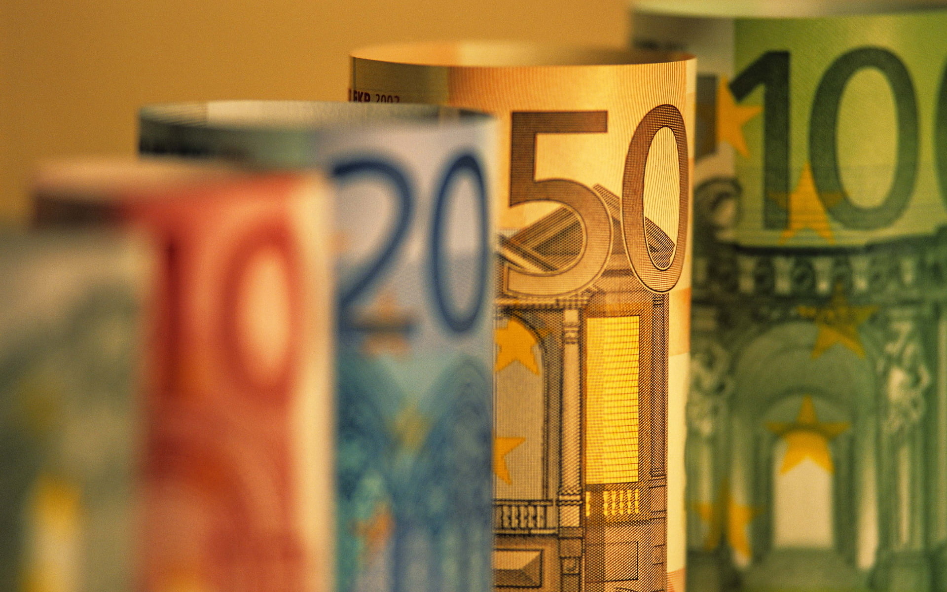 large group of objects, euro, paper currency, savings, selective focus, architecture, no people, 1080P, Other, wall - building feature, western script, HD Wallpaper
