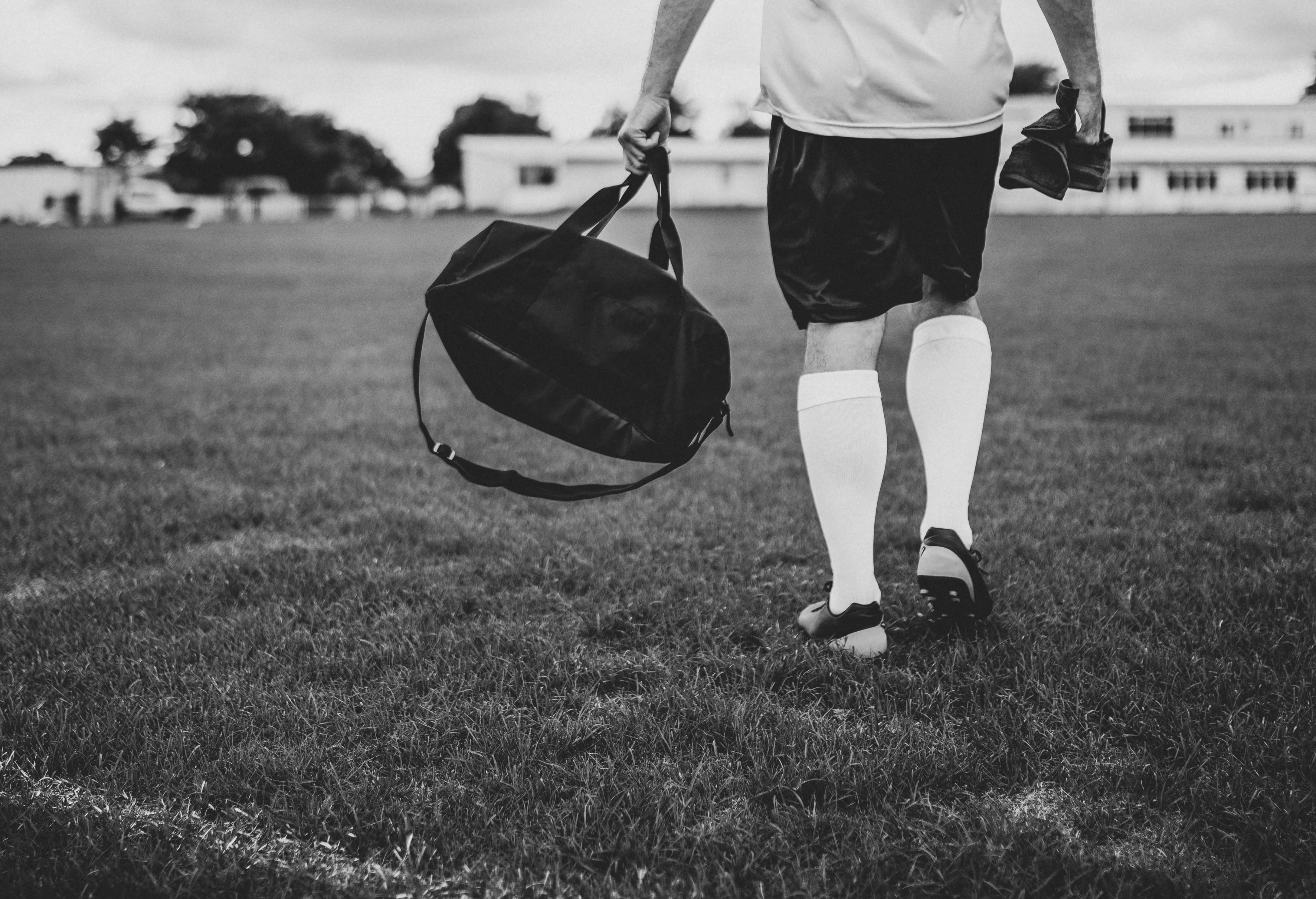 body part, footwear, male, bag, low section, wear, day, nature, lifestyles, focus on foreground, legs, photography, 4K, leisure activity, black and white, HD Wallpaper