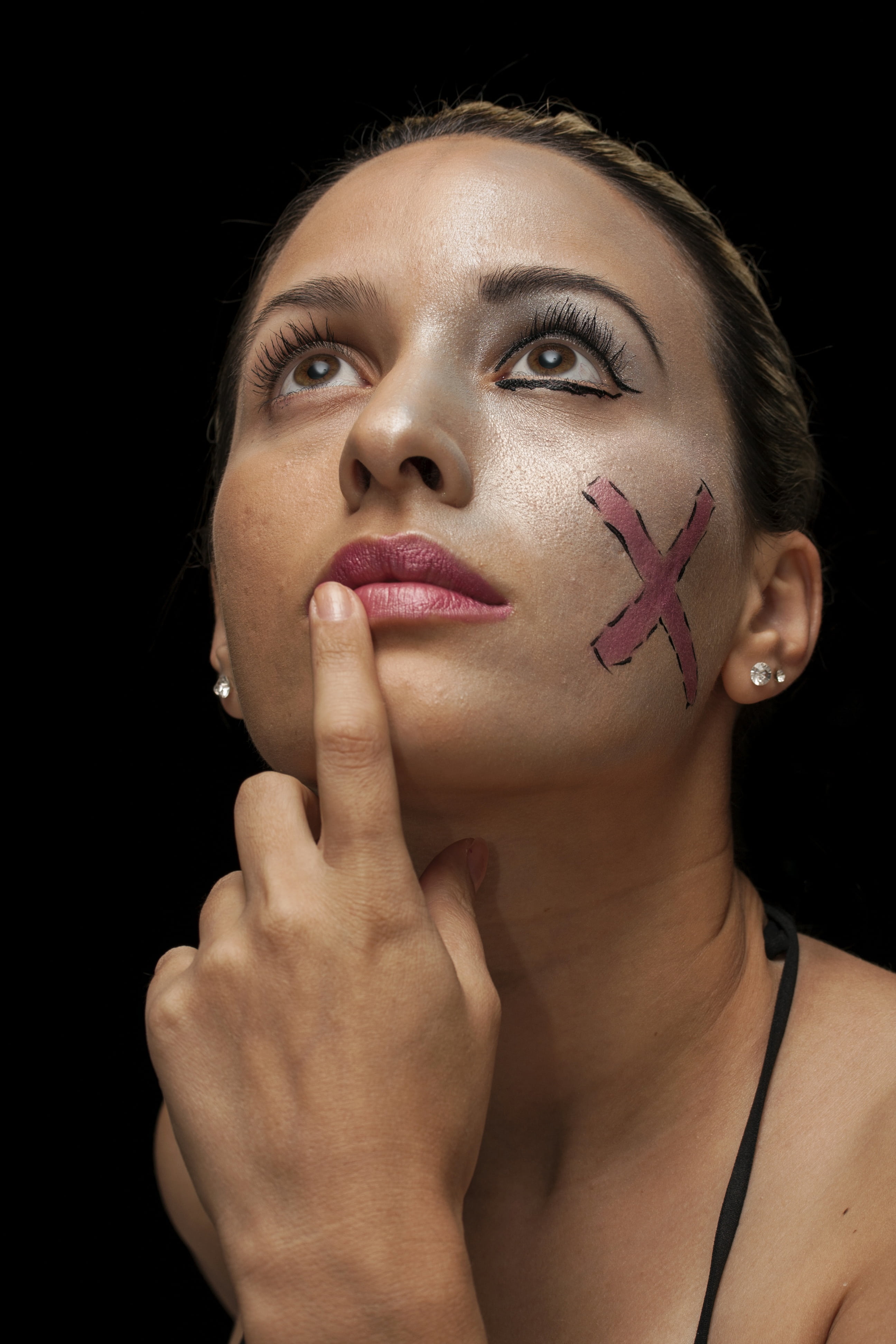 the young woman, conceptual, photography, paint, model, contemporary, close-up, fine arts, face, photo, young adult, young women, modern, hands, make-up, Phone HD Wallpaper
