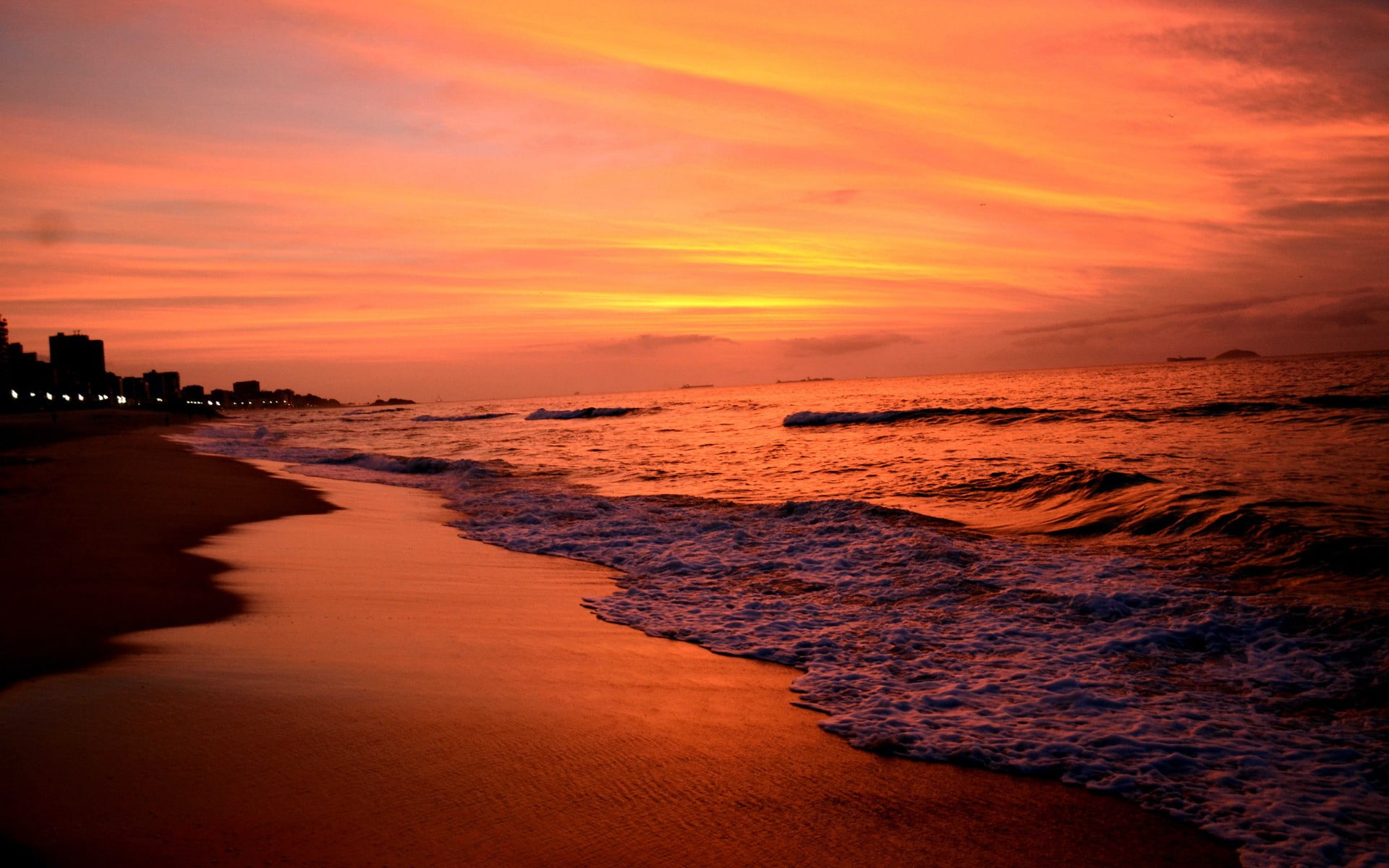 scenics - nature, tranquility, sunset, nature, wave, beach, olivia, body, beauty in nature, water, linux, 1080P, hd, motion, cloud - sky, sea, HD Wallpaper