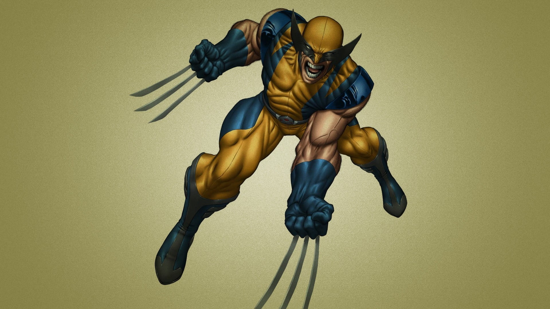 sport, representation, mid-air, metal, Wolverine, no people, full length, indoors, nature, comics, hanging, jumping, colored background, untitled, 1080P, HD Wallpaper