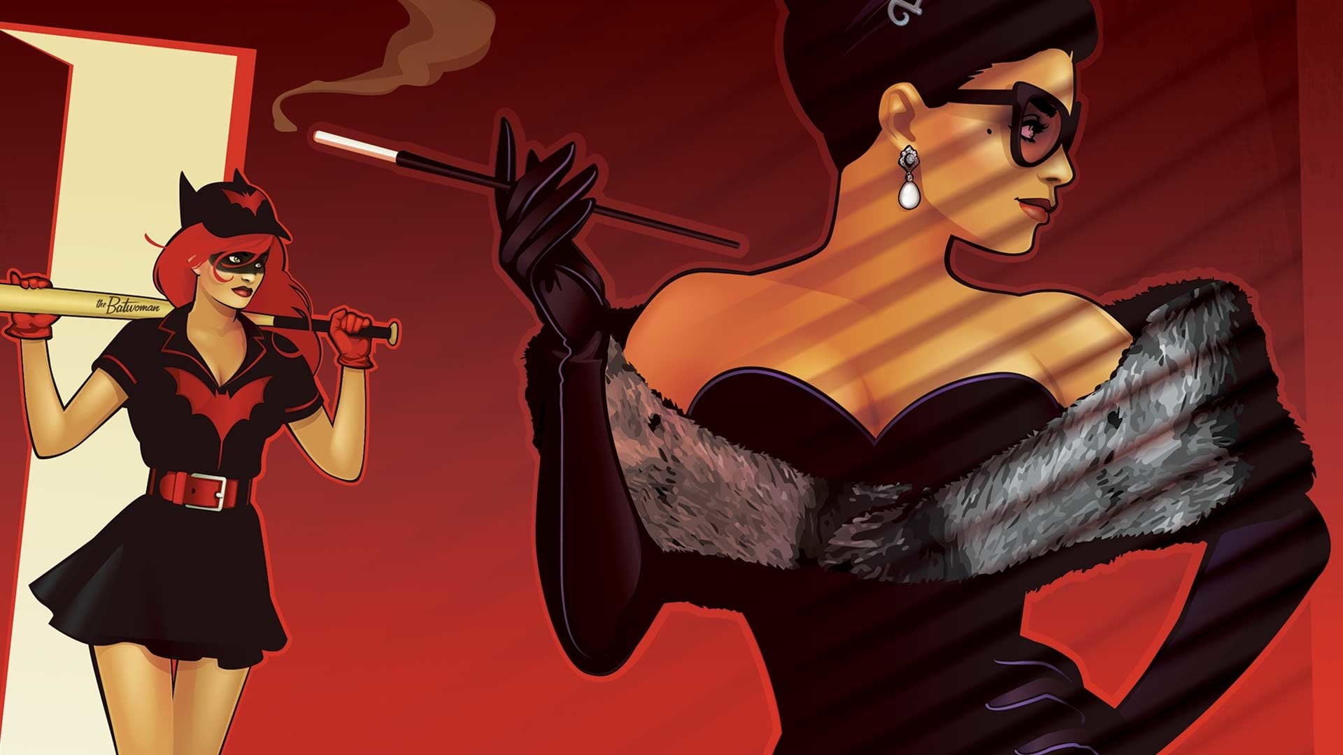 Bombshells, 1080P, Comics, Batwoman, Catwoman, DC Bombshells, HD Wallpaper