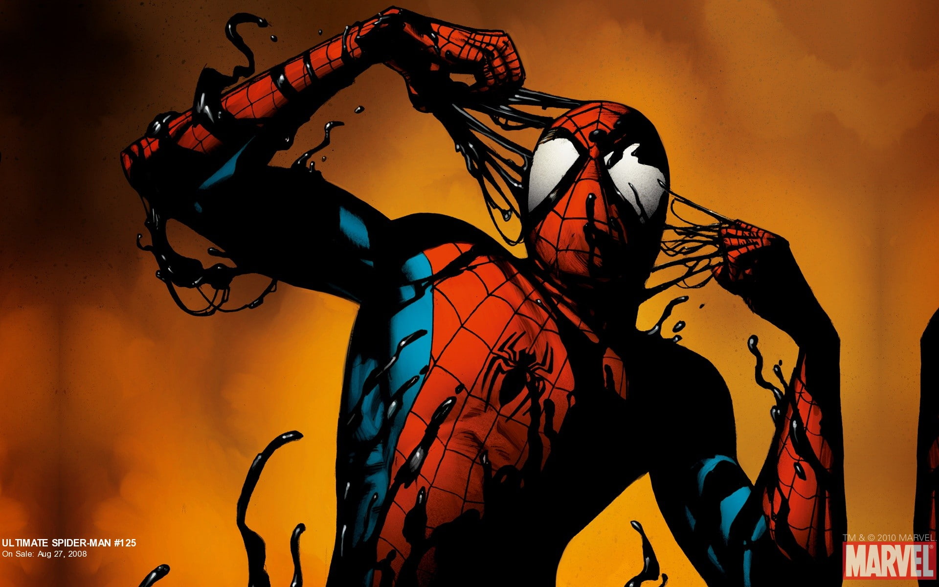 man, venom, hd, spider, 1080P, cartoon/comic, HD Wallpaper