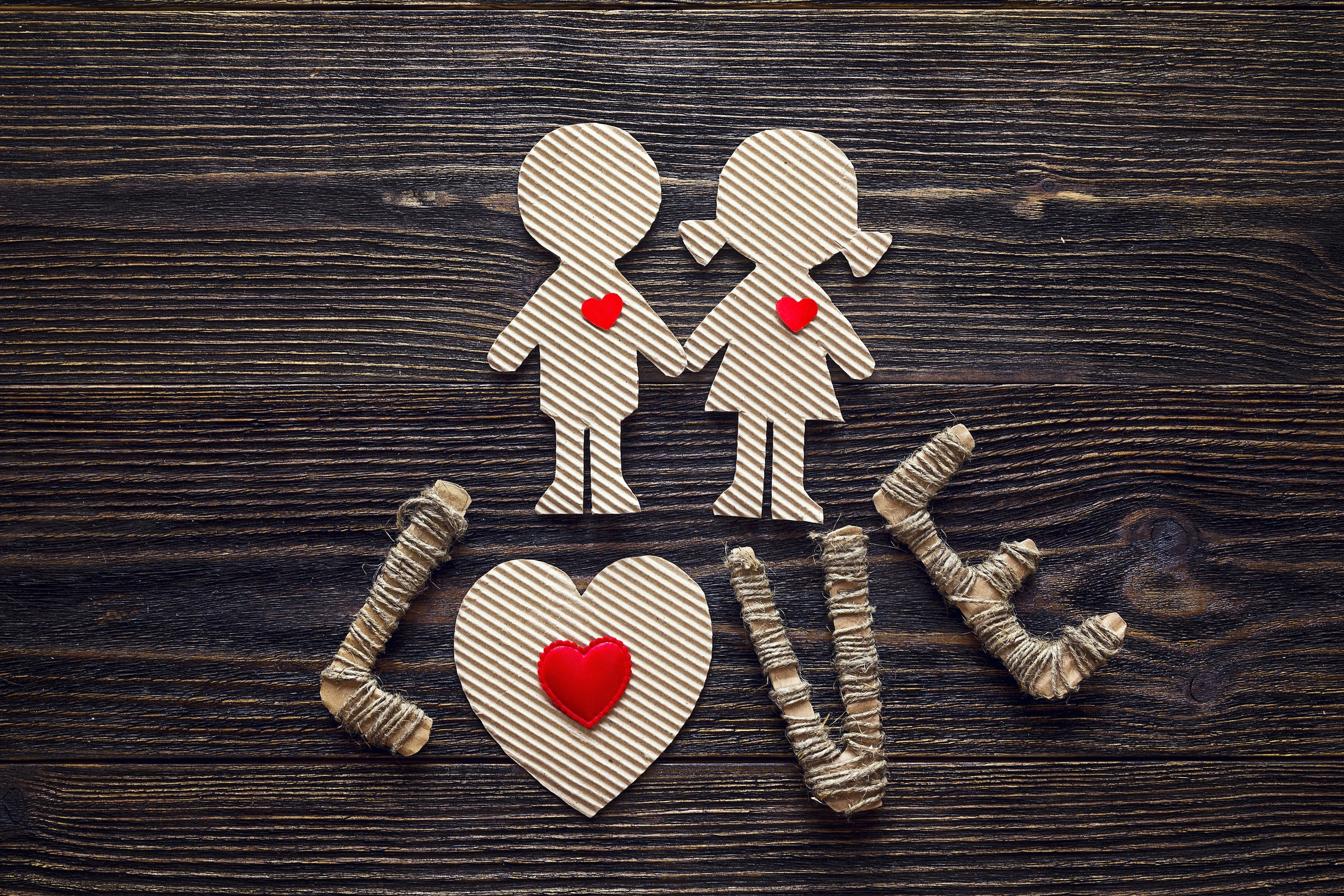close-up, art and craft, card, wood, bandage, still life, valentine, decoration, couple, physical injury, heart shape, directly above, no people, human representation, HD Wallpaper