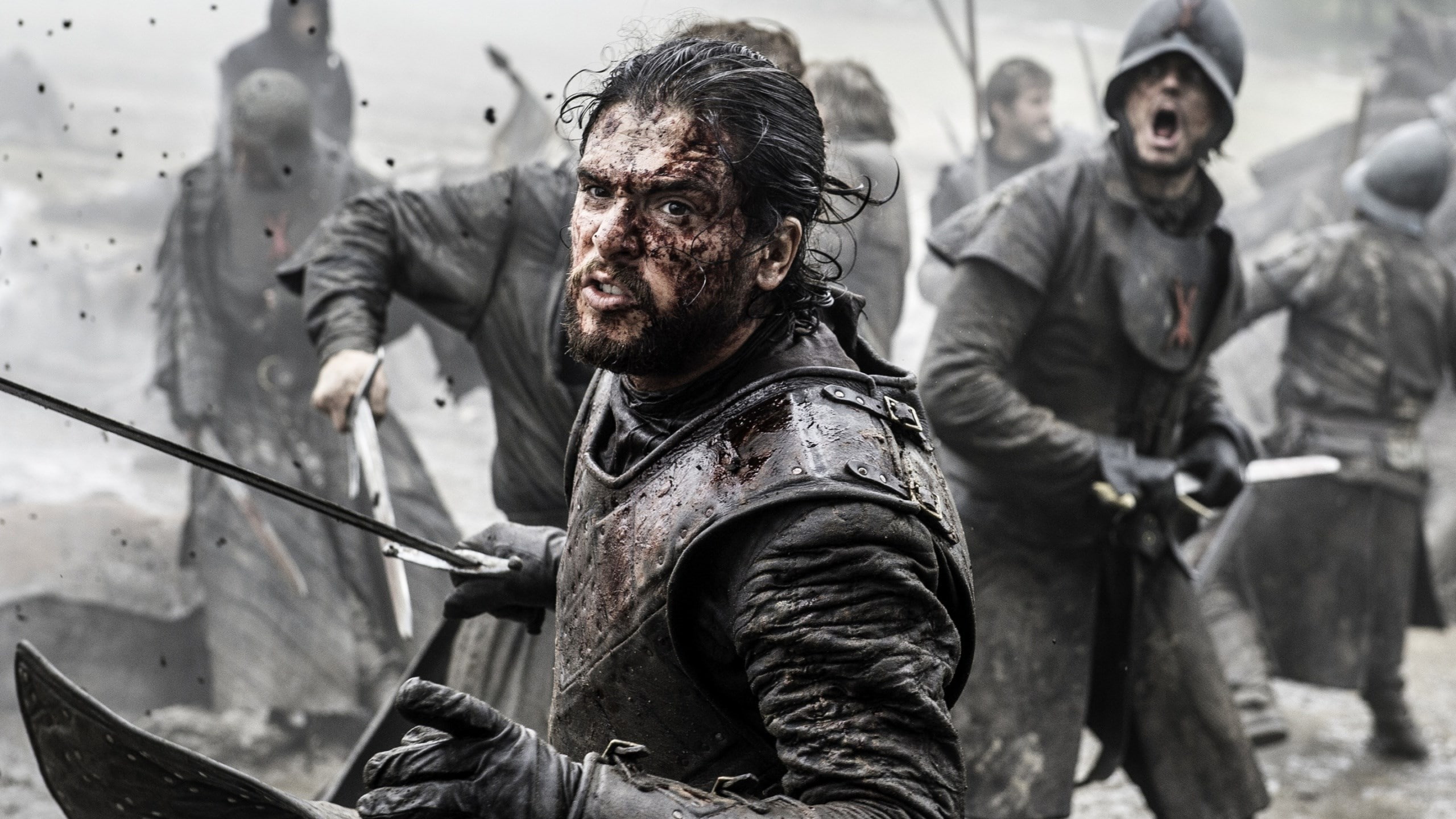 people, males, game of thrones jon snow fight picture, weapon, human face, motion, adult, conflict, social issues, fighting, war, portrait, conquering adversity, HD Wallpaper