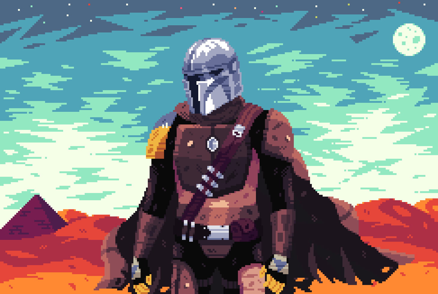 pixel art, Star Wars, digital art, The Mandalorian, tv series, 720P, HD Wallpaper