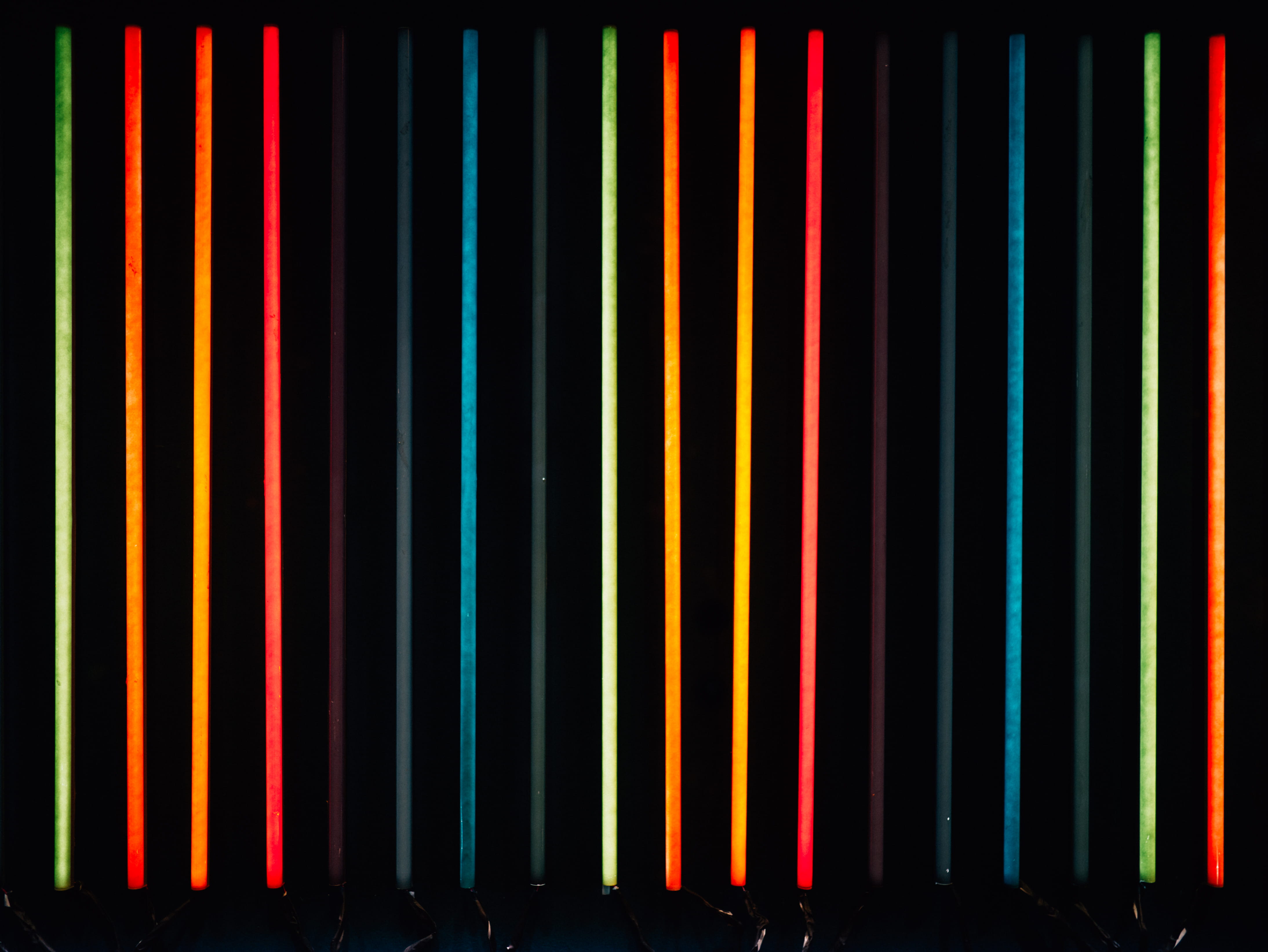 neon, lighting equipment, yellow, red, tube lights, variation, united states, close-up, full frame, backgrounds, stage, multicolor, illuminated, multi colored, HD Wallpaper
