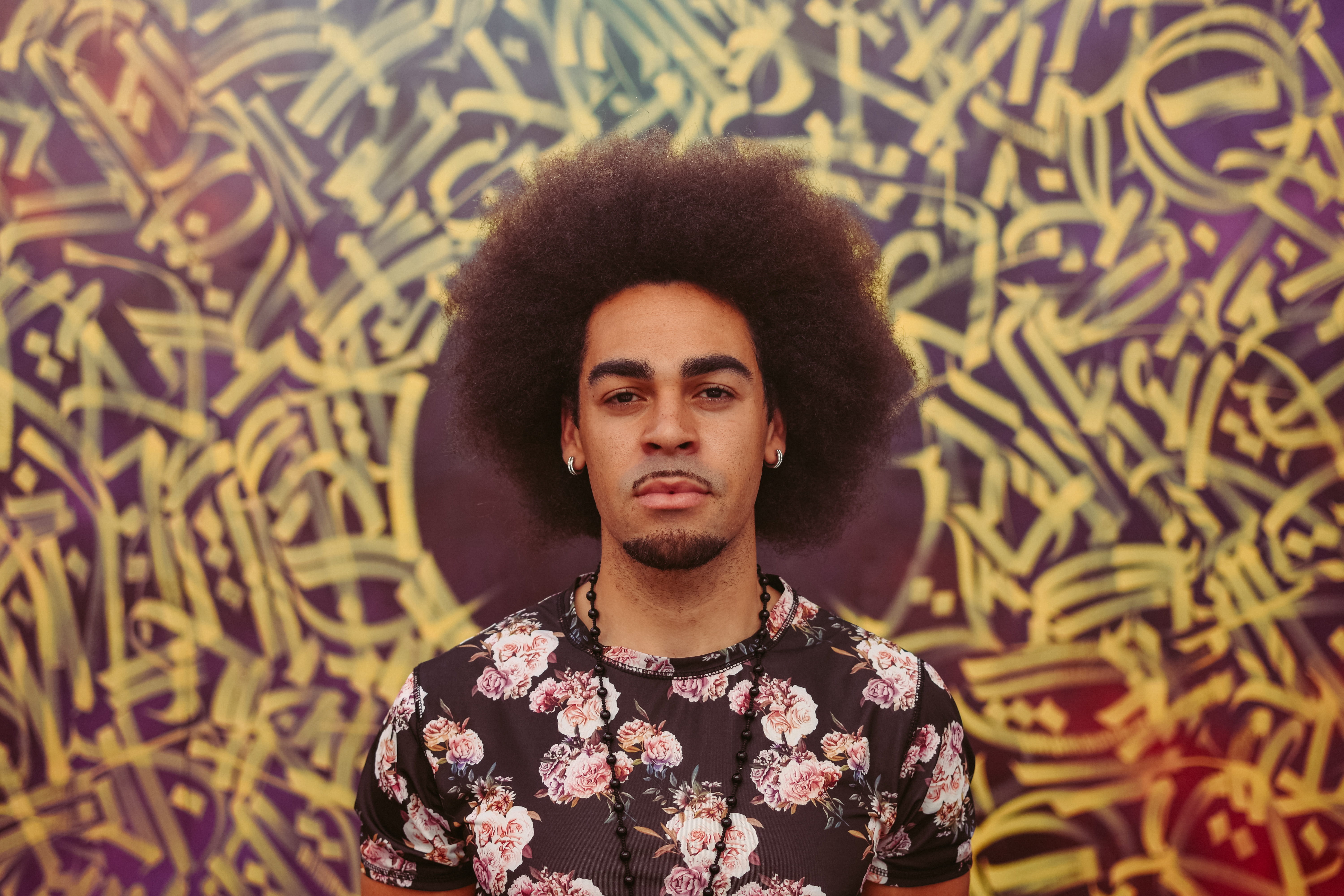 curly Hair, outdoors, smiling, males, mural, african Descent, beautiful, fashionable, art, one Person, young Men, wall, urban, one Man Only, pattern, human Face, HD Wallpaper