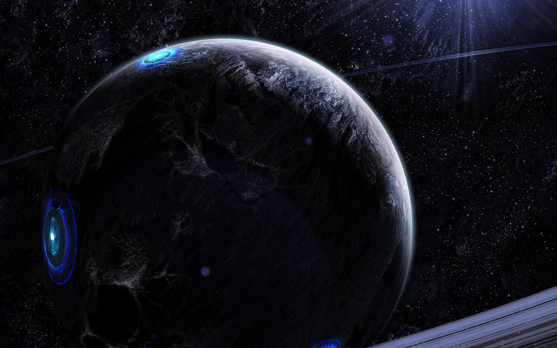 space, 1080P, blue, 1920x1200, universe, gray, illustration, light, star, planet, HD Wallpaper