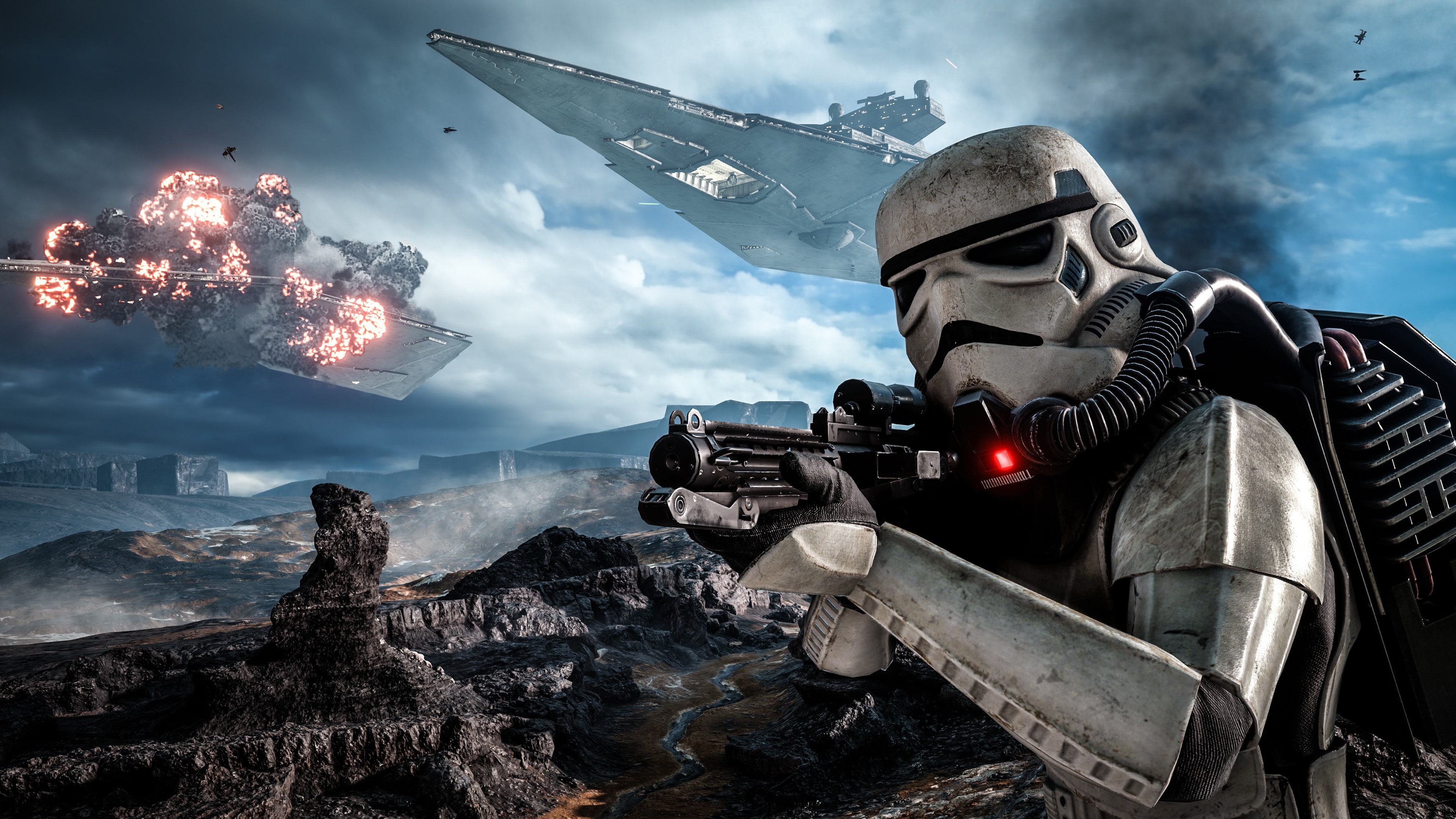 4K, Star Wars: Battlefront, video games, explosion, battle, stormtrooper, Star Destroyer, Star Wars, HD Wallpaper