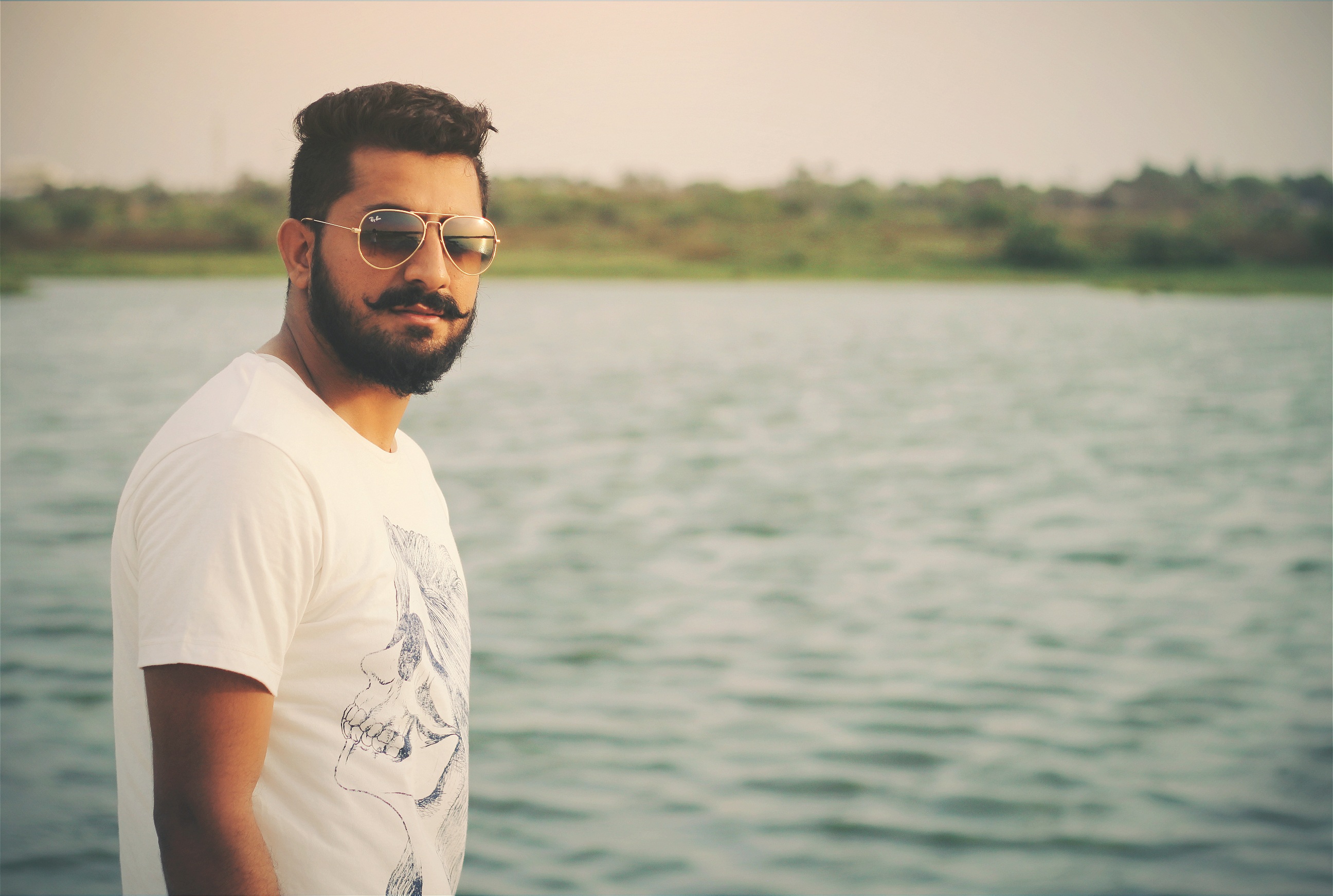 friendship, real people, man, fashion, focus on foreground, facial hair, emotions, black, handsome, leisure activity, sea, 2K, shirt, one person, wearing, HD Wallpaper