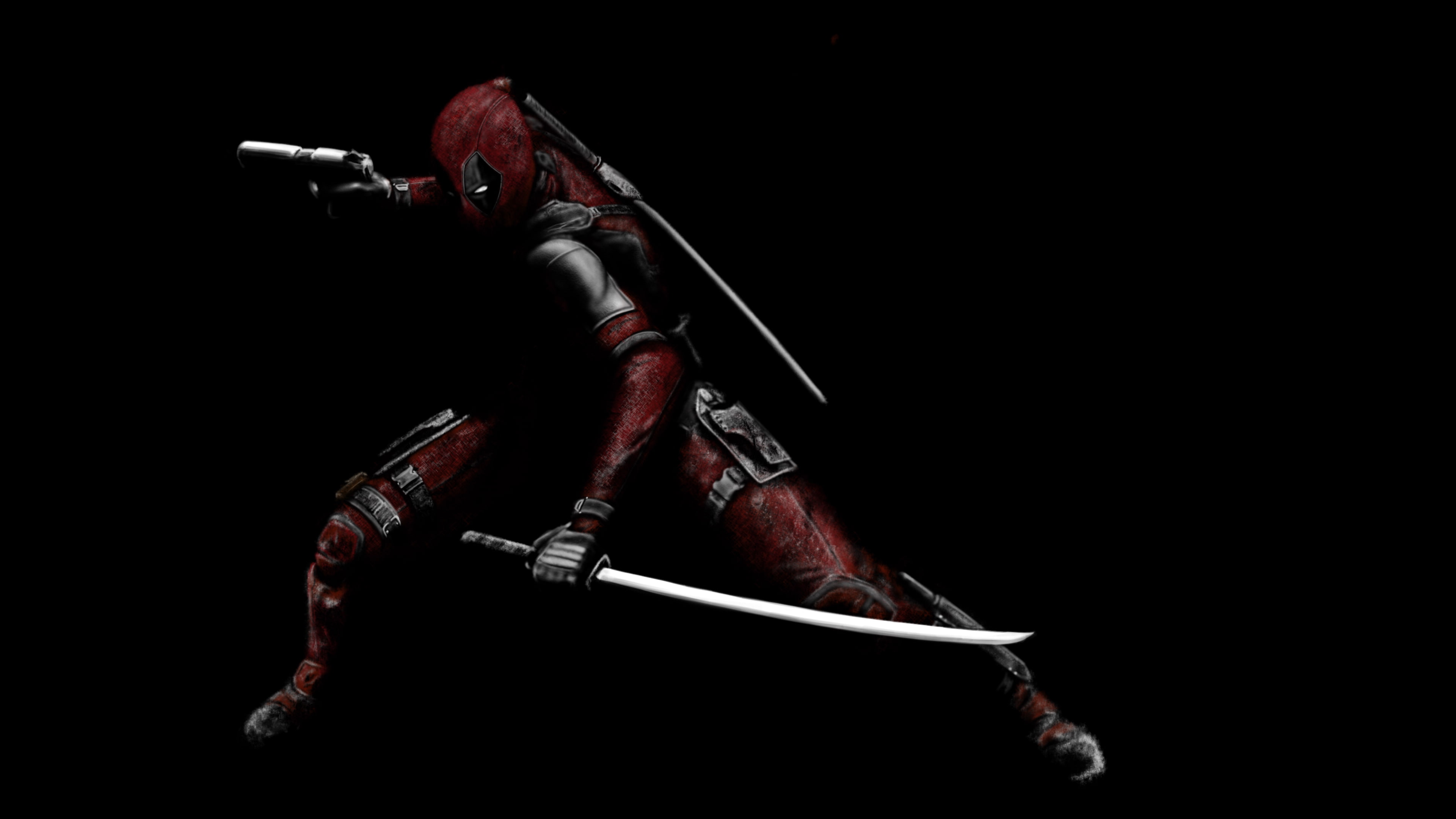 Fan art, Black, 4K, Deadpool, 4K, HD Wallpaper