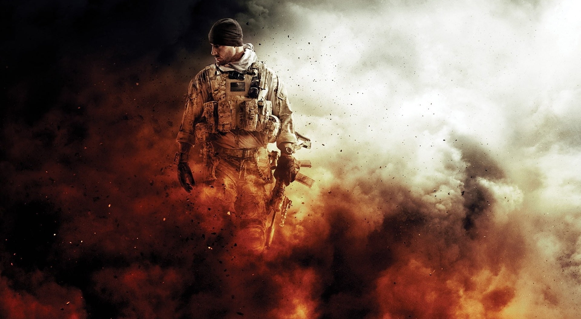 sky, 1080P, cloud - sky, males, rear view, video game, video games, adult, Medal Of Honor, moh wf, full length, outdoors, dust, battlefield, Warfighter, HD Wallpaper