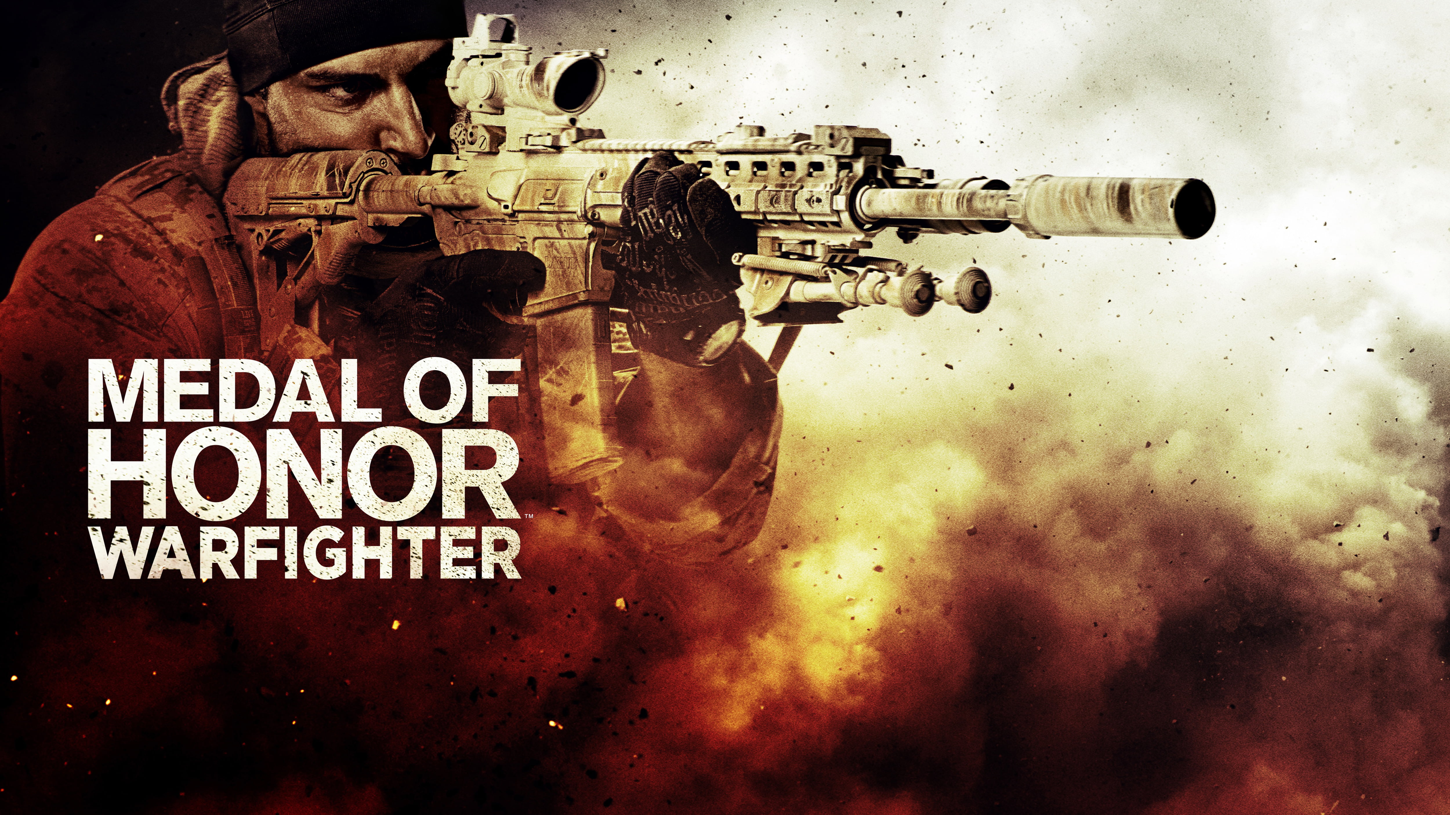 cover, machine, aggression, dust, sign, soldiers, weapon, game, gun, 4K, smoke - physical structure, Medal of Honor: Warfighter, close-up, warning sign, HD Wallpaper