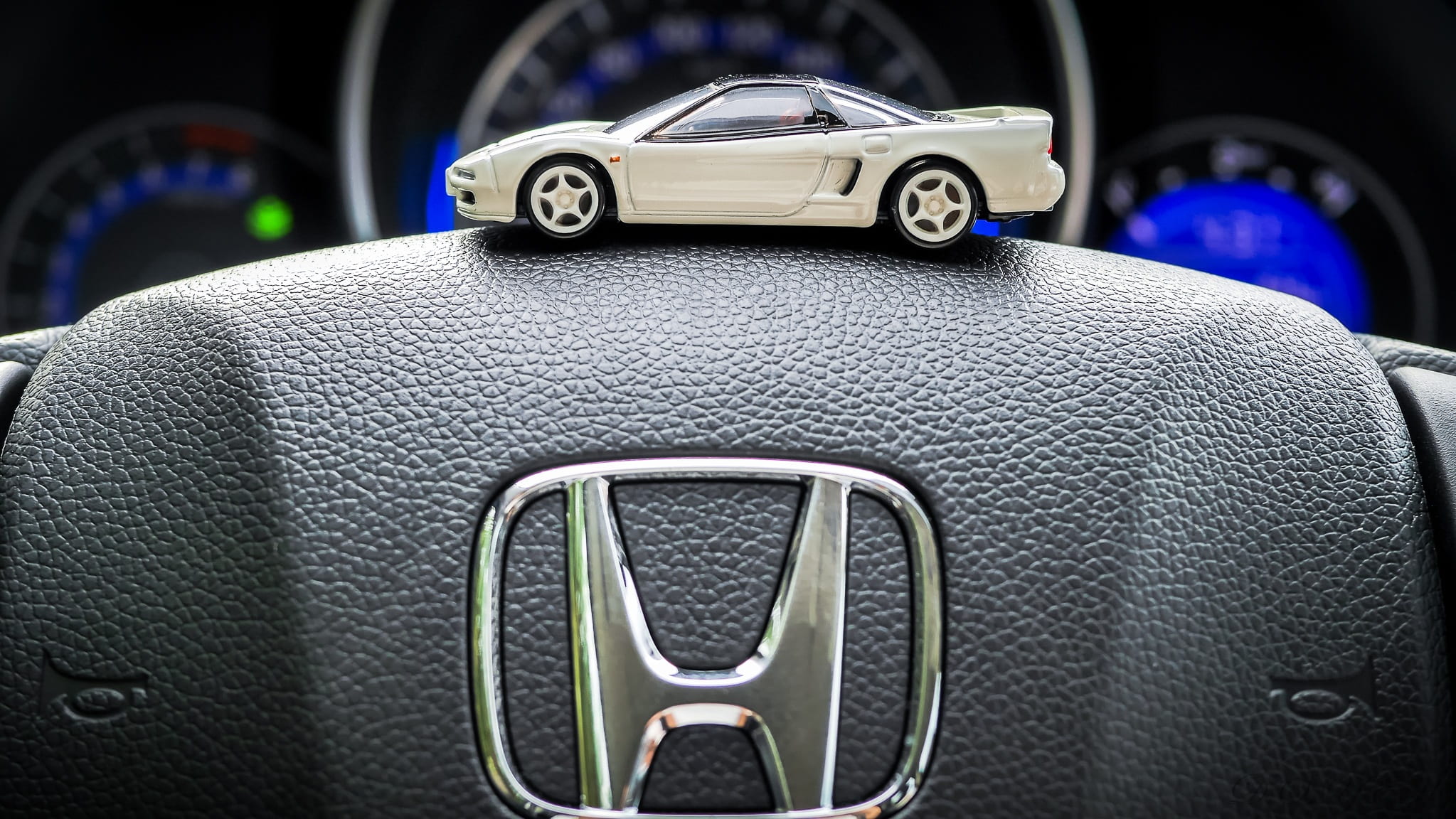 no people, focus on foreground, vehicle seat, blue, motor vehicle, wheel, car, vehicle interior, close-up, tomica, travel, nsx, 1080P, luxury, premium, HD Wallpaper