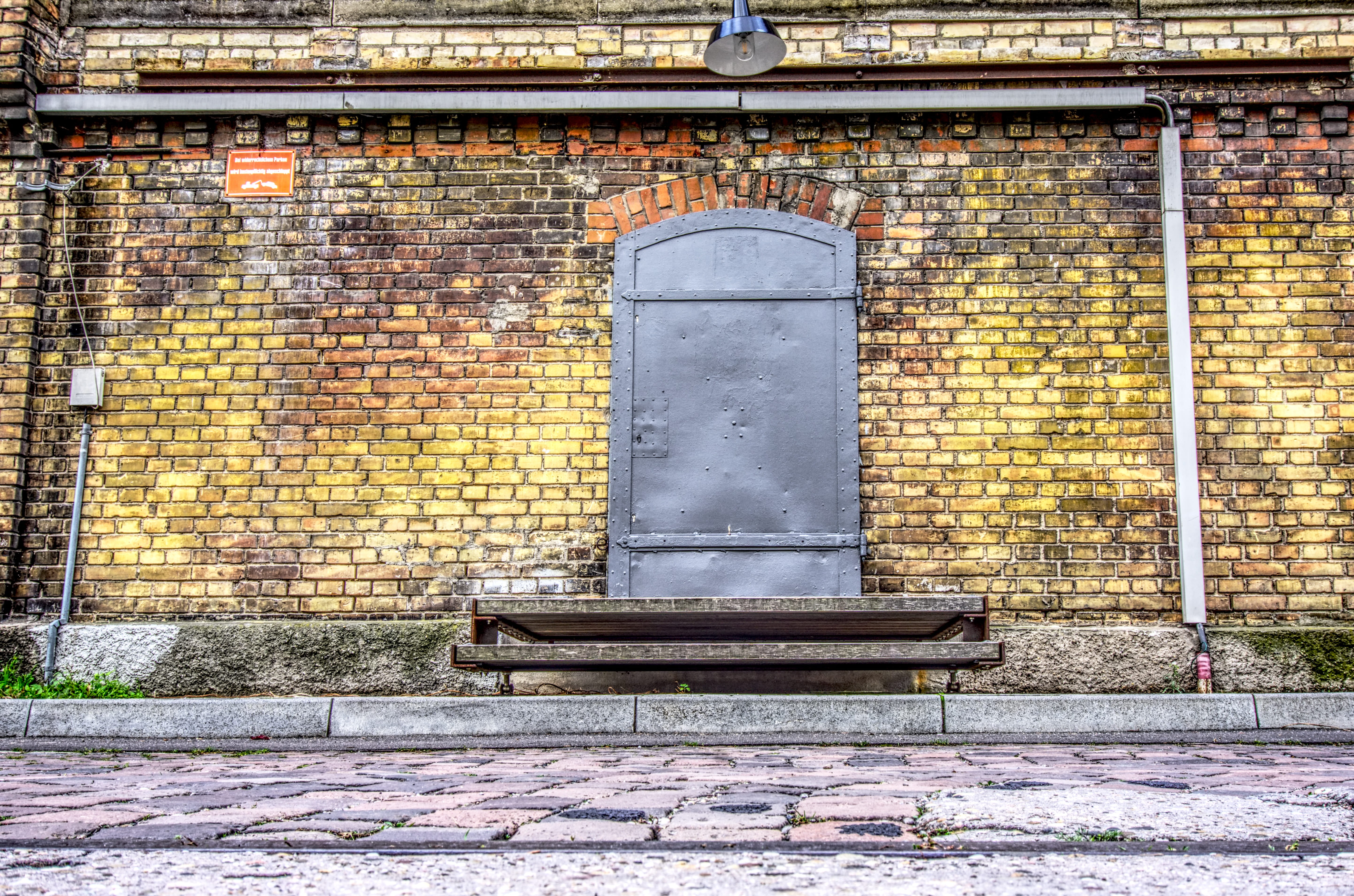 building exterior, brick, footpath, factory, building, day, industrial building, drama, green, nature, old, door, architecture, outdoors, mood, historically, HD Wallpaper