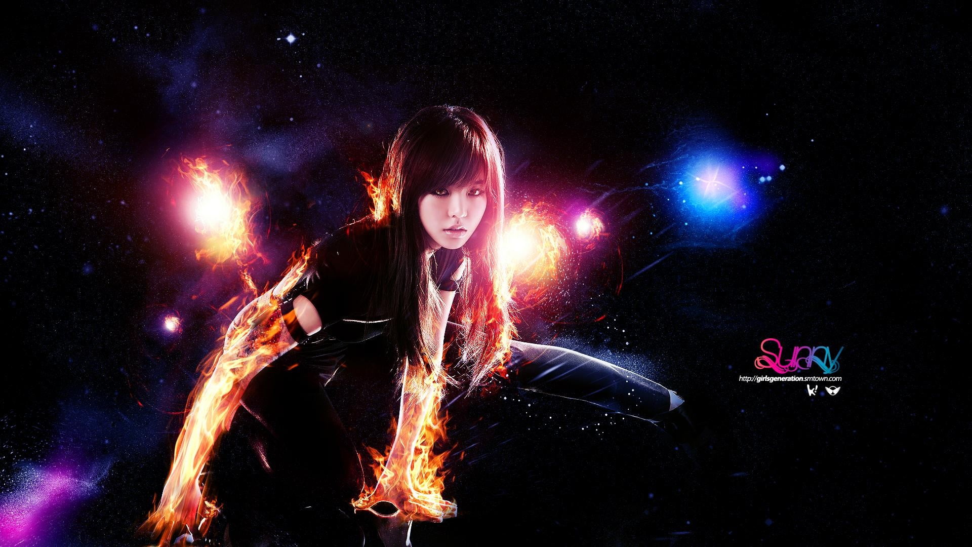 nightlife, fire, women, sparks, Korean, Asian, burning, Girls Generation, one person, motion, nature, child, front view, arts culture and entertainment, HD Wallpaper