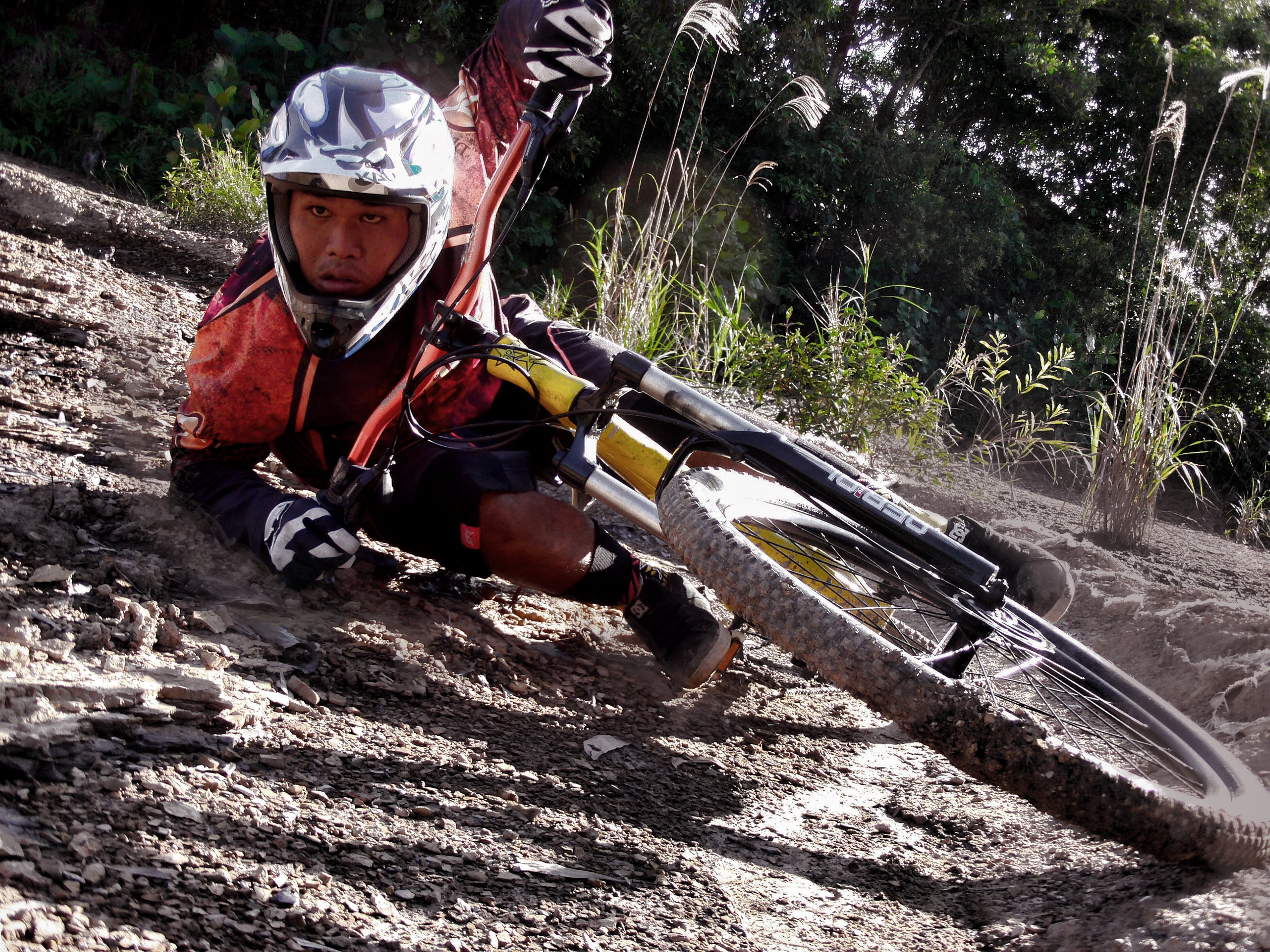 extreme sports, adventure, leisure activity, nature, competition, dirt, helmet, one person, real people, cyclist, tree, protective sportswear, race, mountain bikes, HD Wallpaper