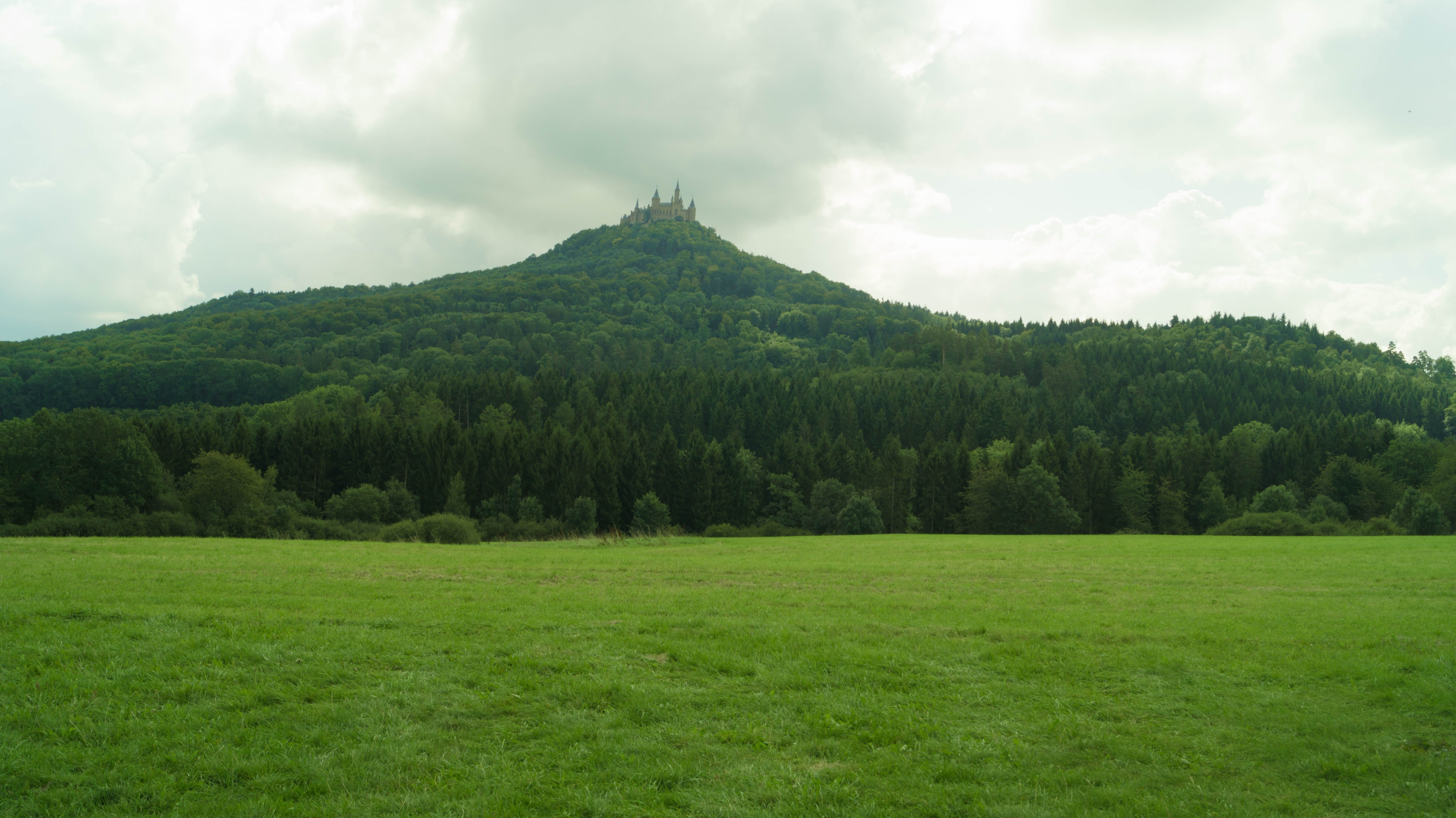 beauty in nature, overcast, forest, woodland, scenics - nature, cloud - sky, no people, plant, tree, outdoors, non-urban scene, summer, castle, environment, HD Wallpaper