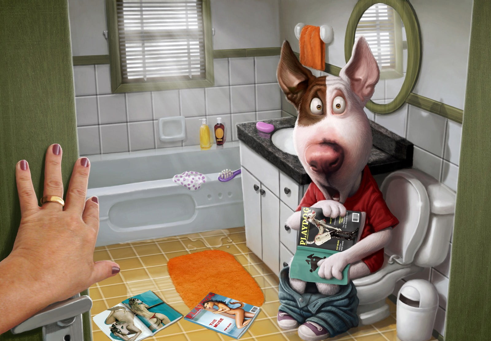 art and craft, dog, tiago, real people, men, home, illustration, mammal, portrait, leisure activity, indoors, white, childhood, representation, 720P, Funny, HD Wallpaper