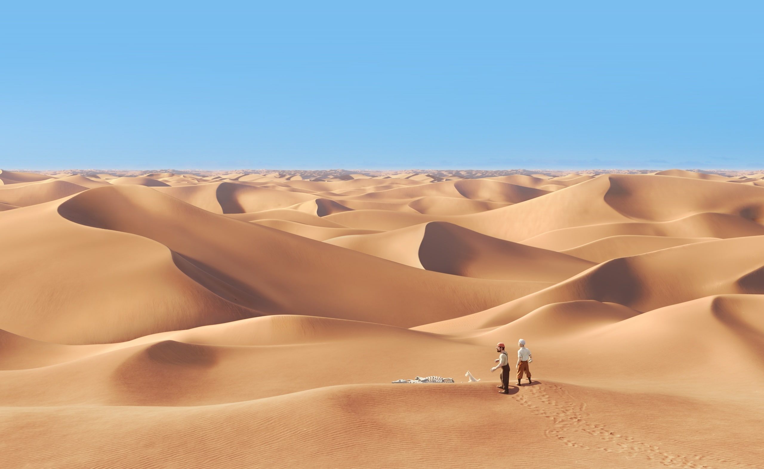nature, full length, one person, adult, dune, Unicorn, arid climate, Cartoons, Secret, solitude, landscape, land, sand, Adventures, Tintin, climate, sand dune, HD Wallpaper