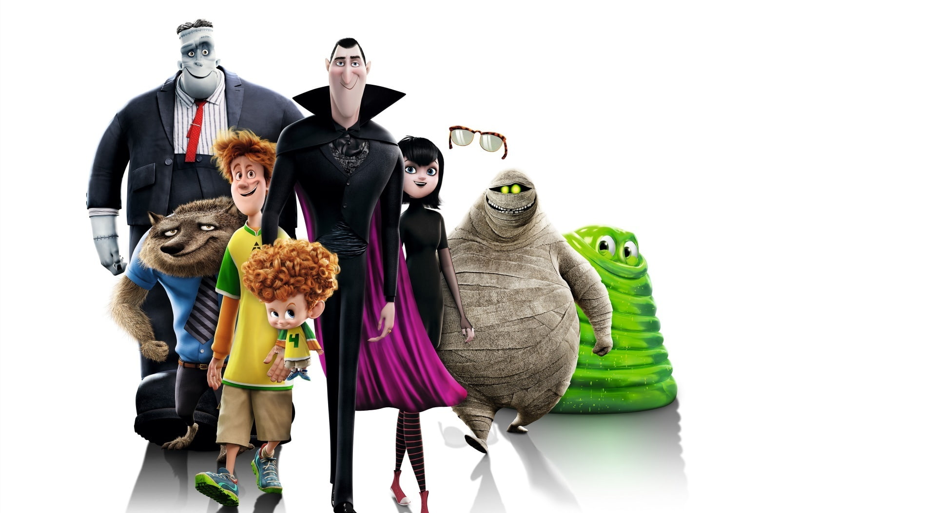 Cartoons, childhood, group of people, hotel, standing, males, men, women, 1080P, representation, toy, adult, indoors, transylvania, cut out, HD Wallpaper