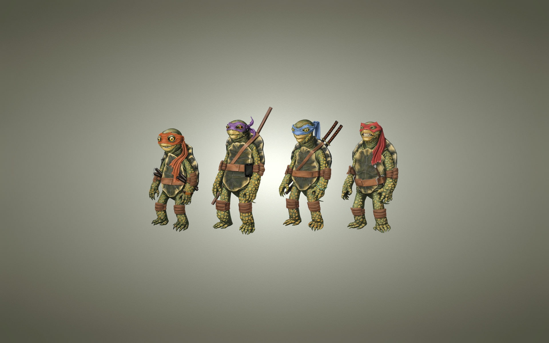 1080P, Teenage Mutant Ninja Turtles, female likeness, gesturing, creativity, art and craft, cooperation, Rafael, Leonardo, representation, colored background, HD Wallpaper