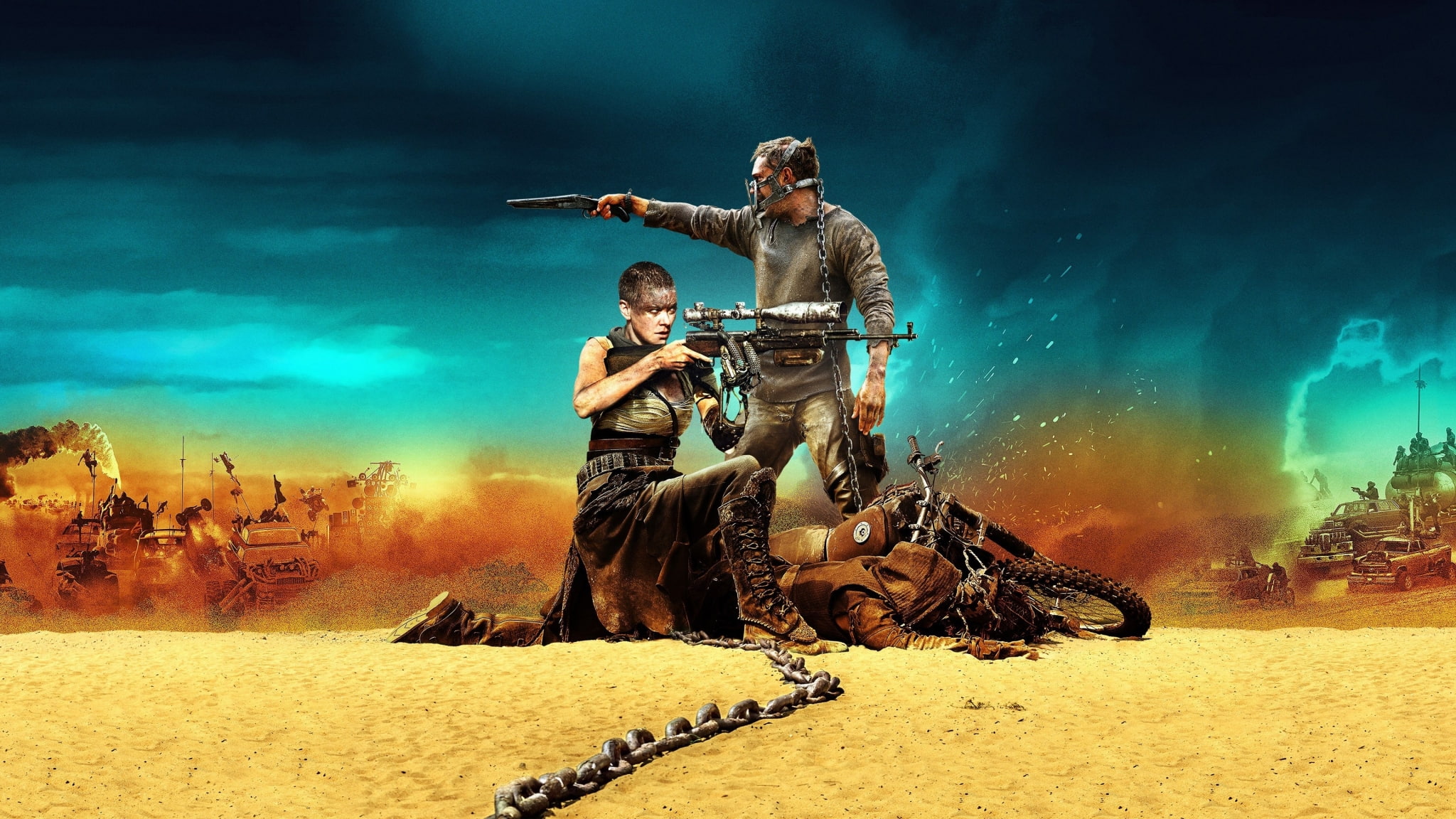 adult, people, warning sign, nature, sign, two people, fighting, mad max background  for computer, weapon, land, gun, anger, holding, men, 1080P, confrontation, HD Wallpaper